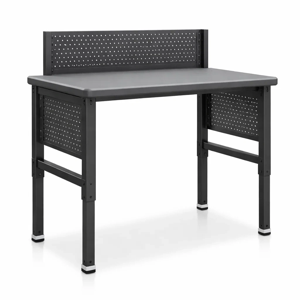 Stahlwerkbank mit Lochblech 120x60x90 cm Grau-Homelito