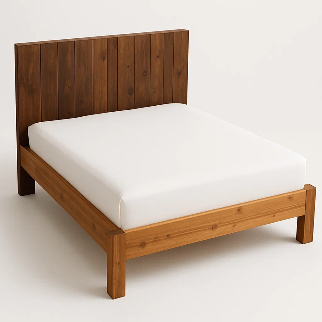 Bett mit Kopfteil,Holzbett mit Kopfteil-HOMARONE