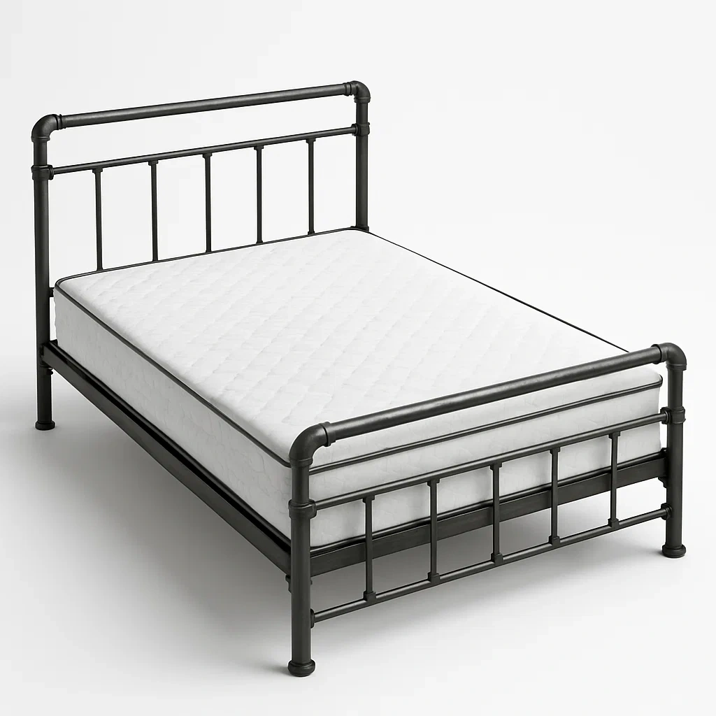 Bett mit Kopfteil,Metall-Rahmen-Bett mit Kopfteil-HOMARONE