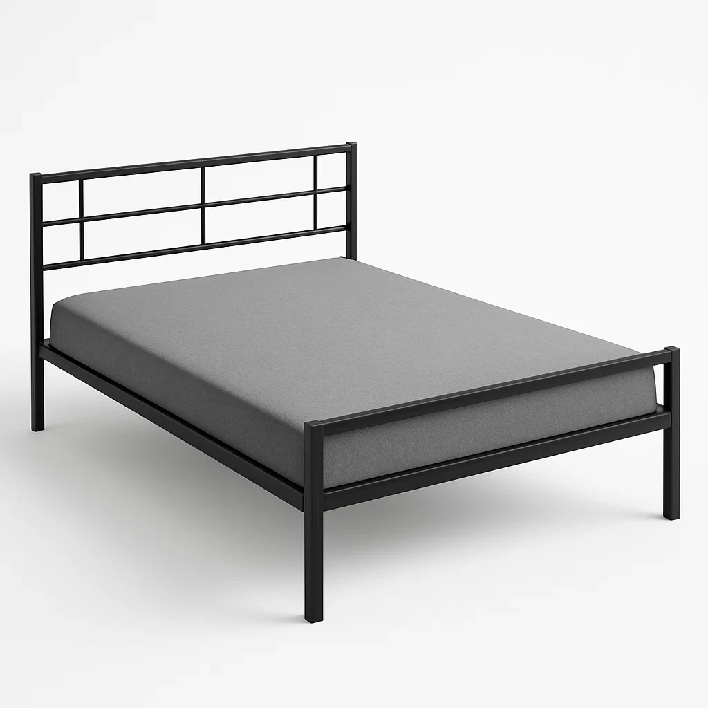 Bett mit Kopfteil,Metall-Rahmen-Bett mit Kopfteil-HOMARONE