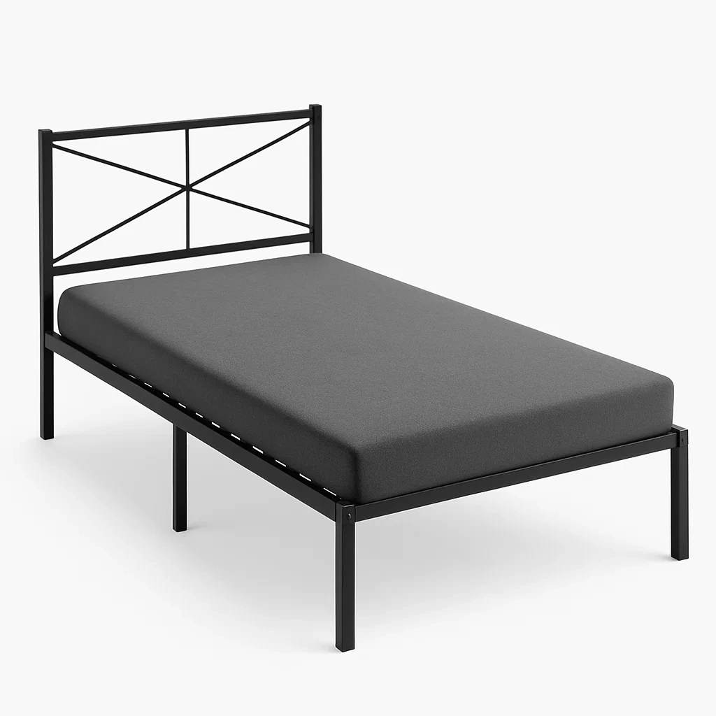 Bett mit Kopfteil,Metall-Rahmen-Bett mit Kopfteil-HOMARONE