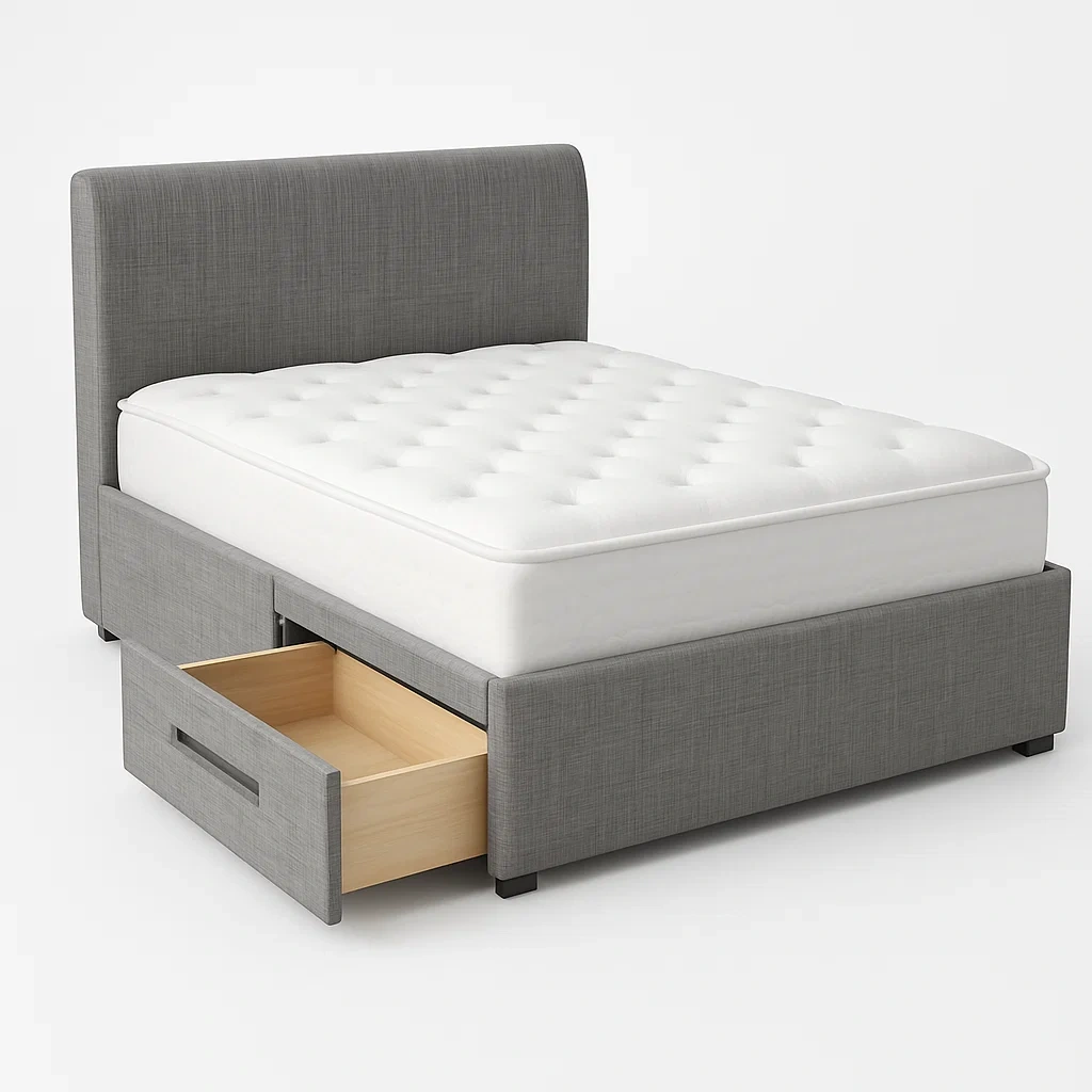 Bett mit Stauraum,Bett mit Stoffbezug und Bettkasten-HOMARONE