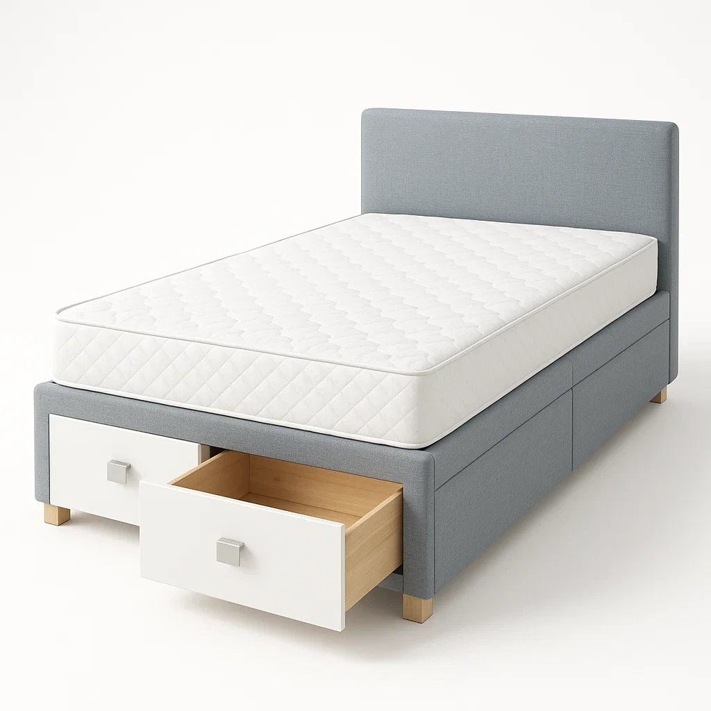 Bett mit Stauraum,Bett mit Stoffbezug und Bettkasten-HOMARONE