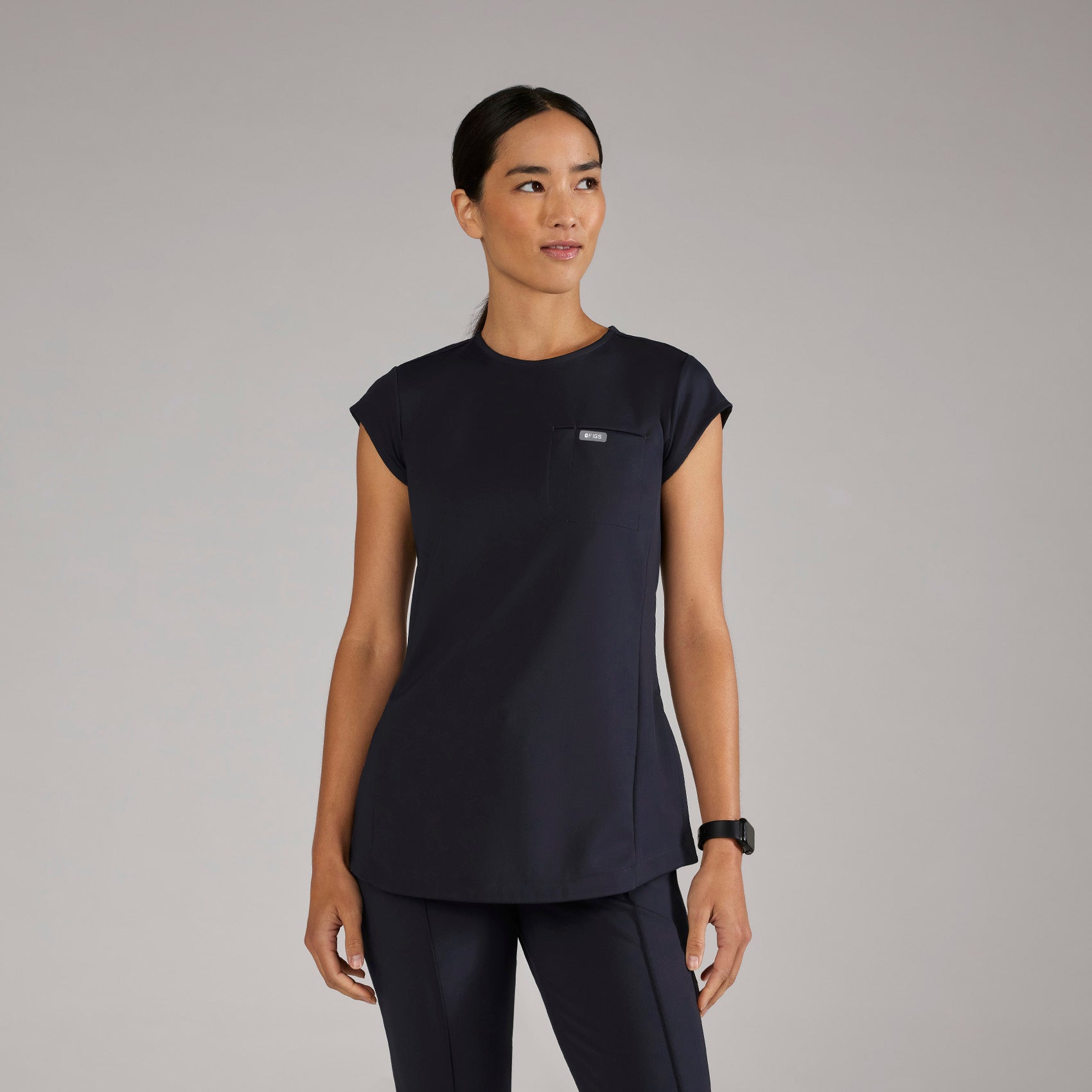 Alma Slim Crewneck Tunic Scrub Top - 11