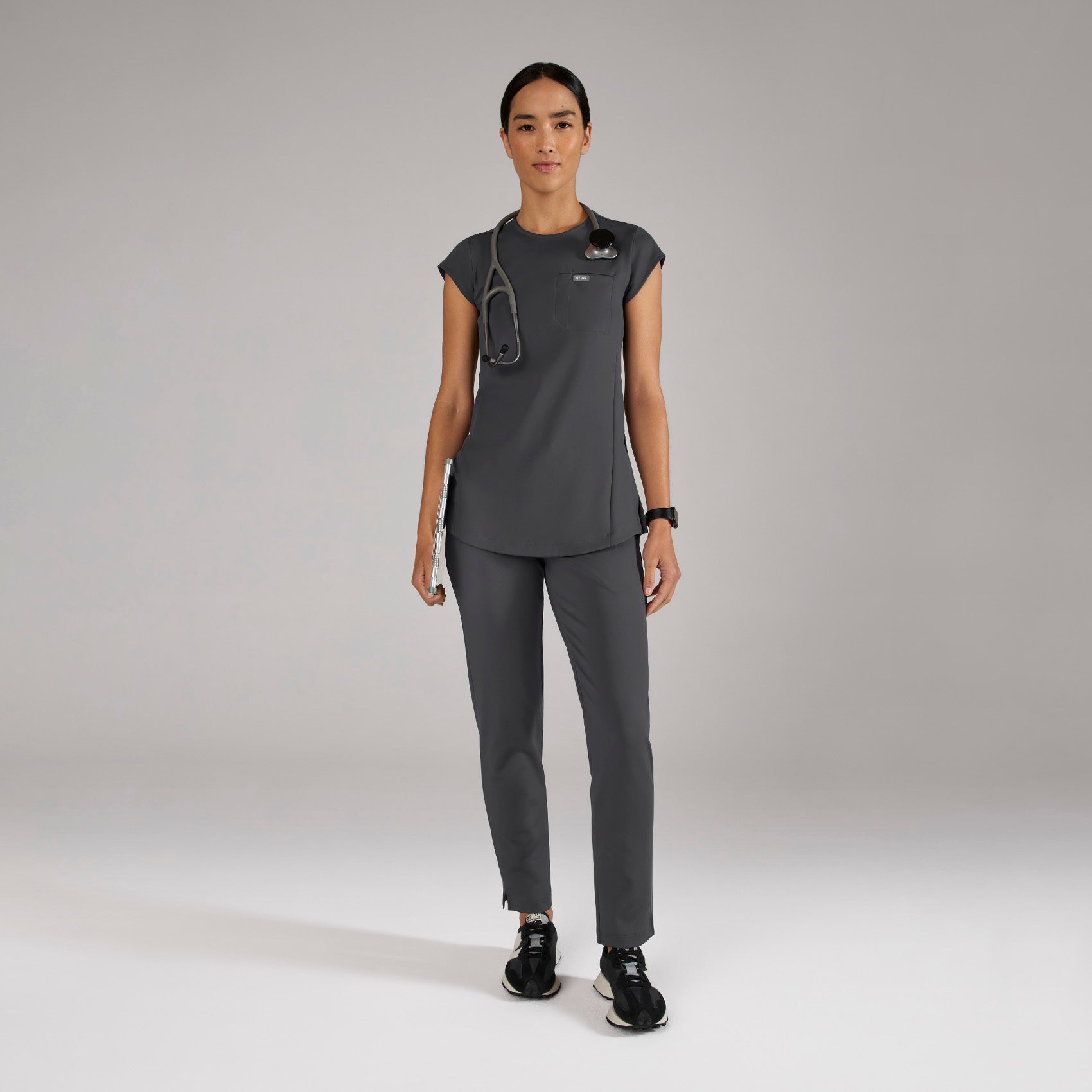 Alma Slim Crewneck Tunic Scrub Top - 33