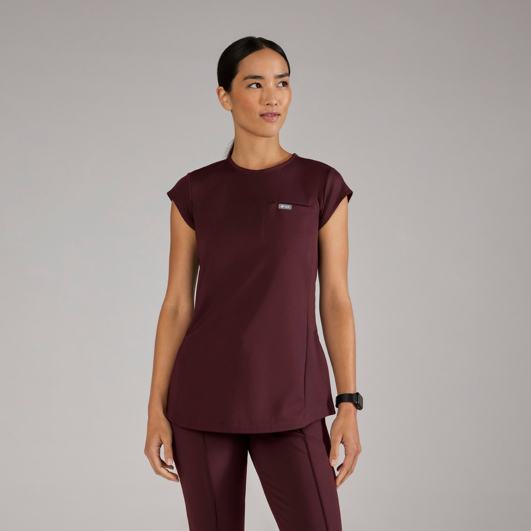 Alma Slim Crewneck Tunic Scrub Top - 21