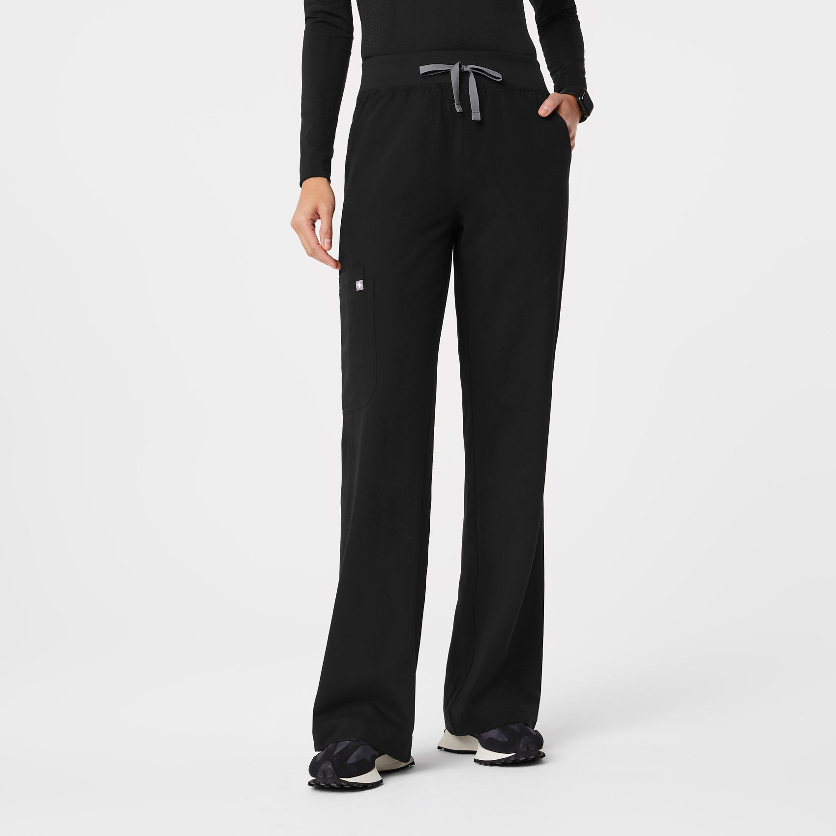 High Waisted Isabel Wide Leg Scrub Pants - Black
