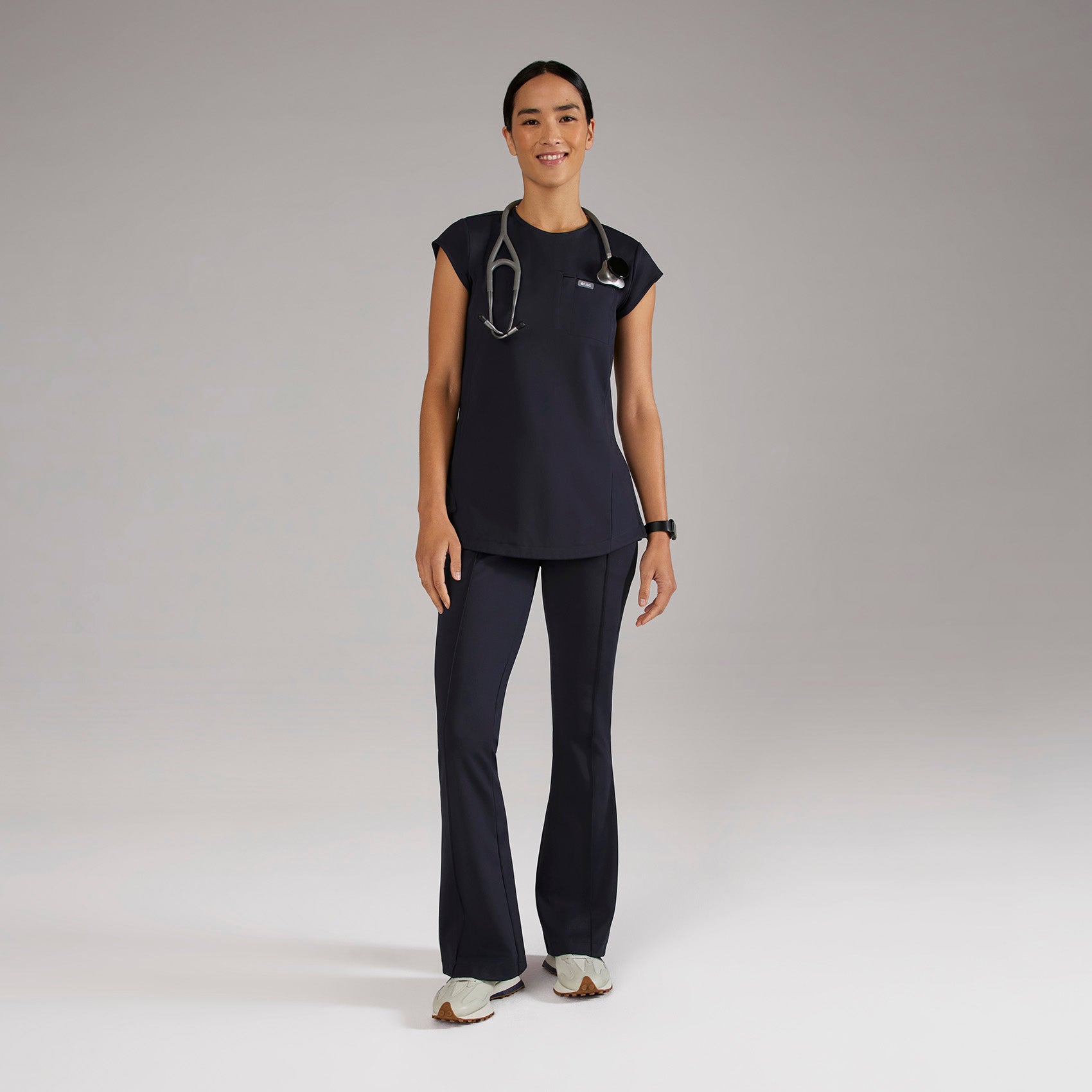 Alma Slim Crewneck Tunic Scrub Top - 13