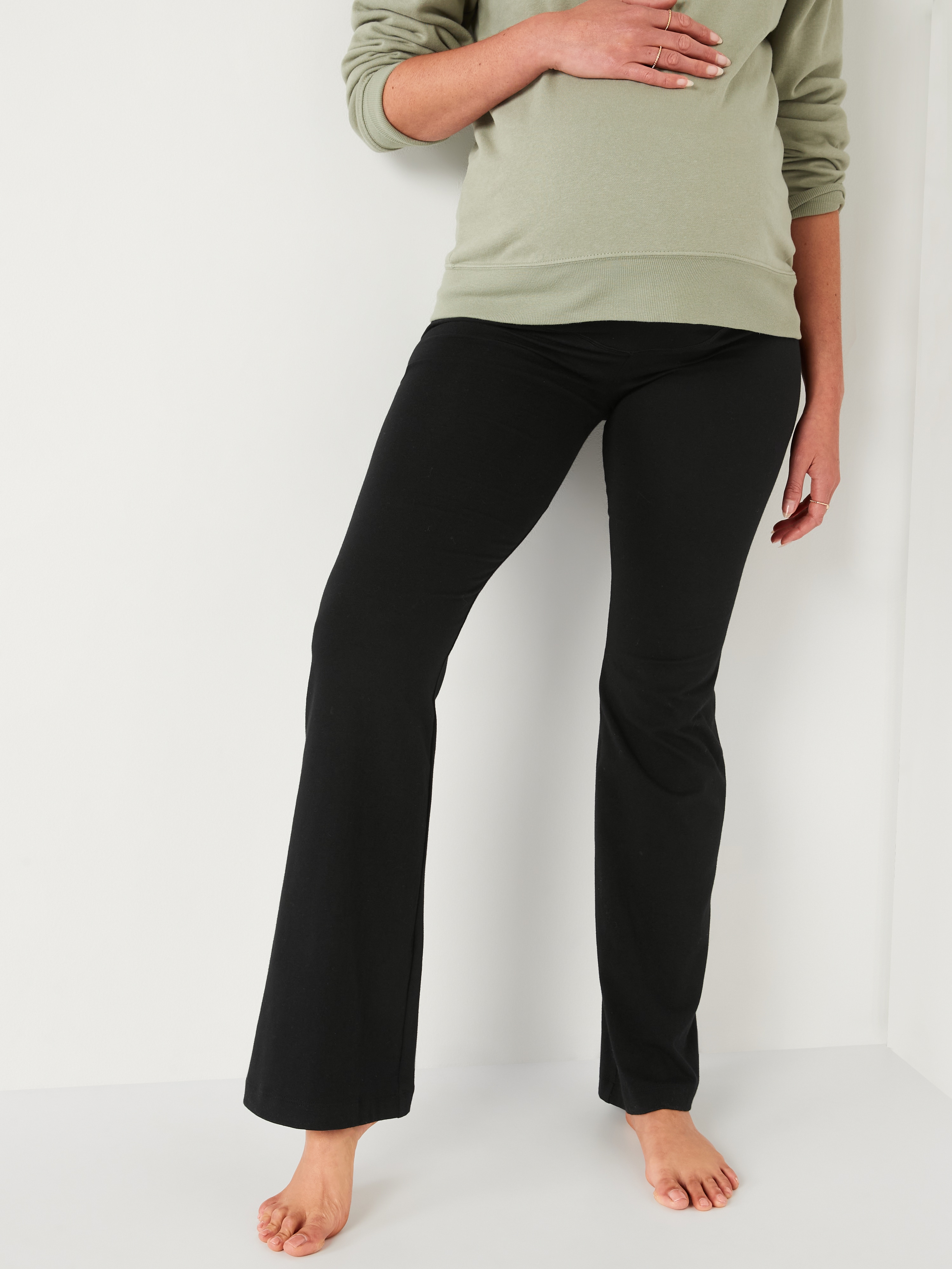 Maternity Full-Panel Flare Leggings - Black Jack - 1