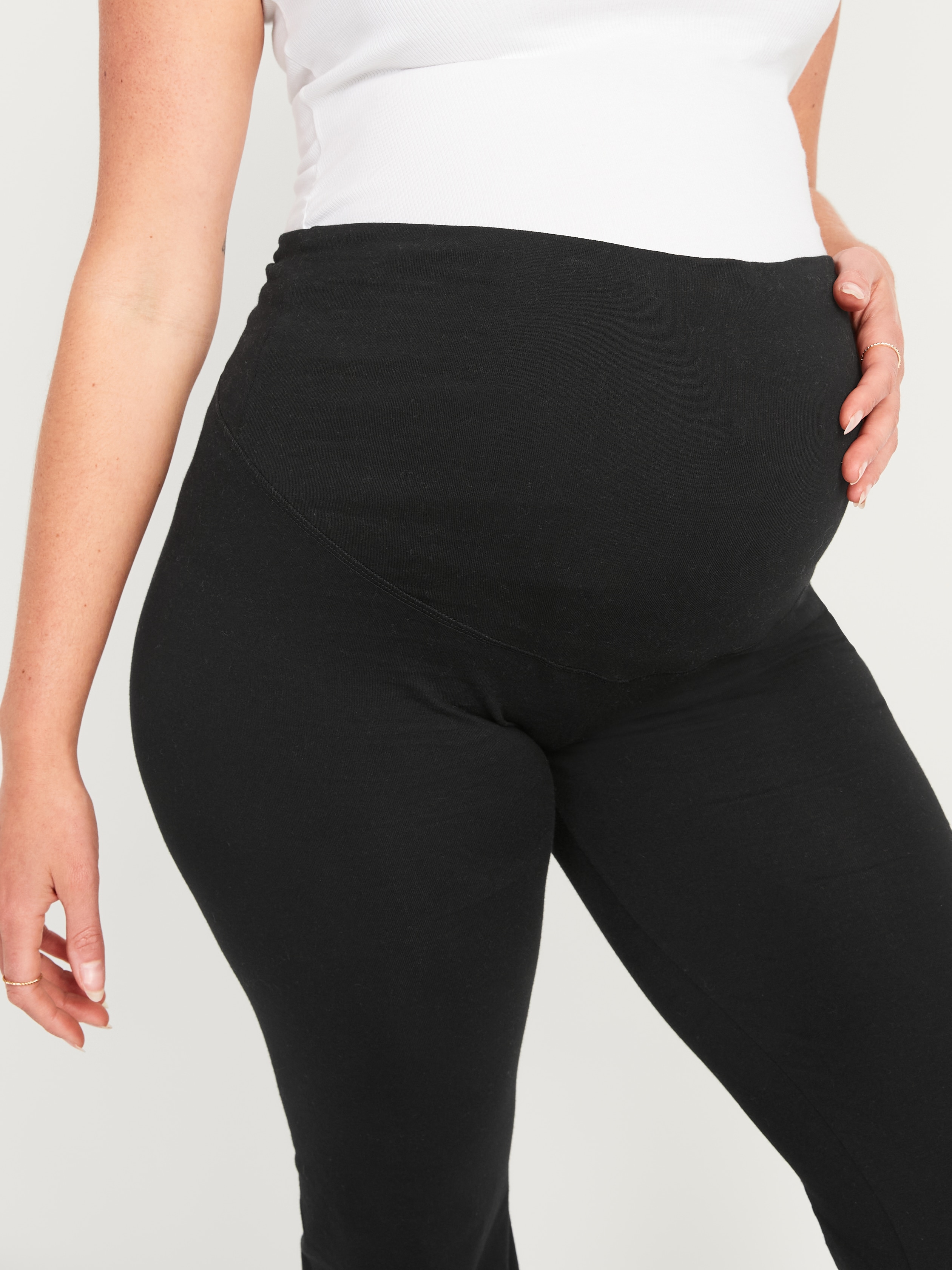 Maternity Full-Panel Flare Leggings - Black Jack - 5