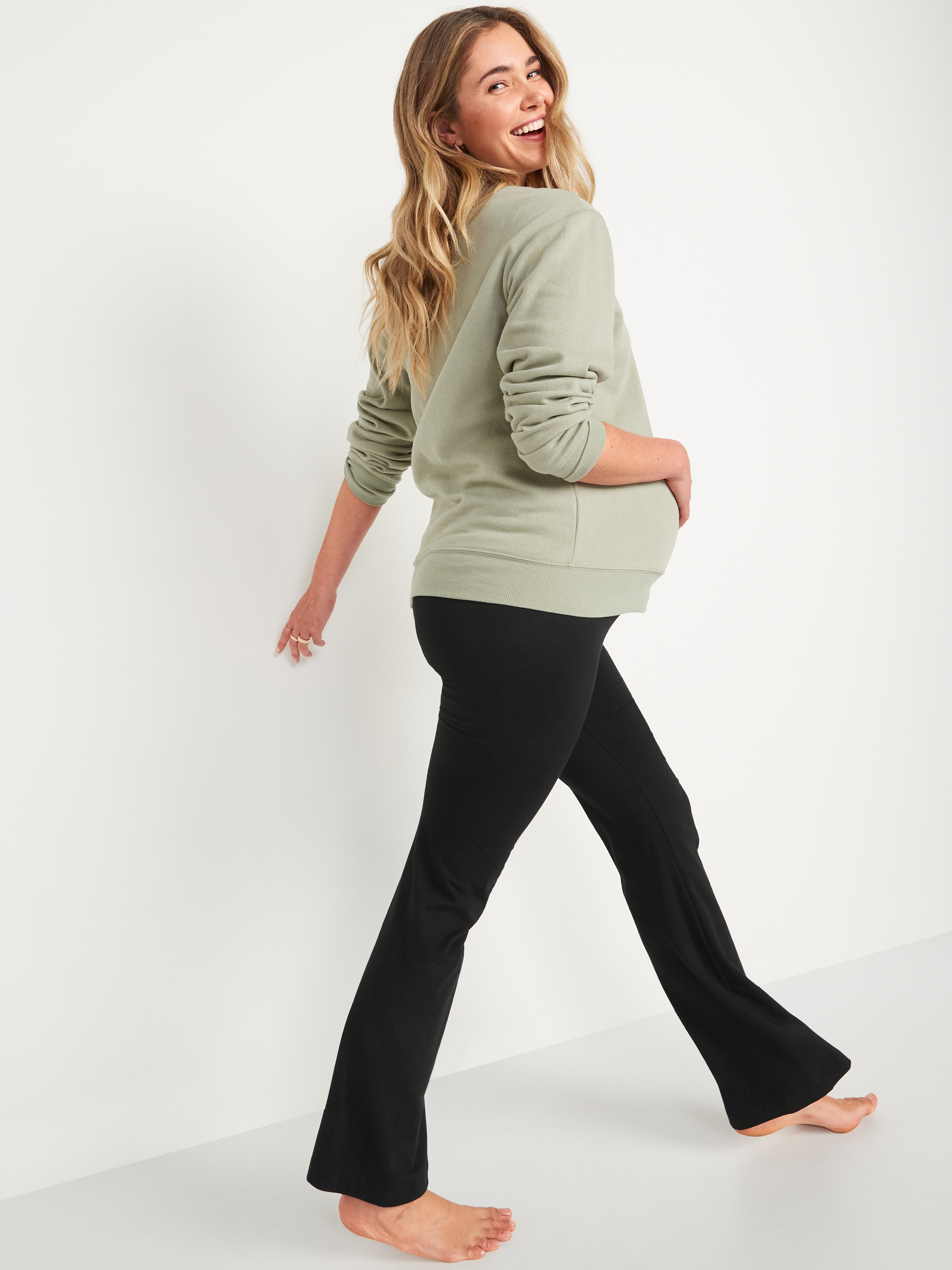 Maternity Full-Panel Flare Leggings - Black Jack - 2
