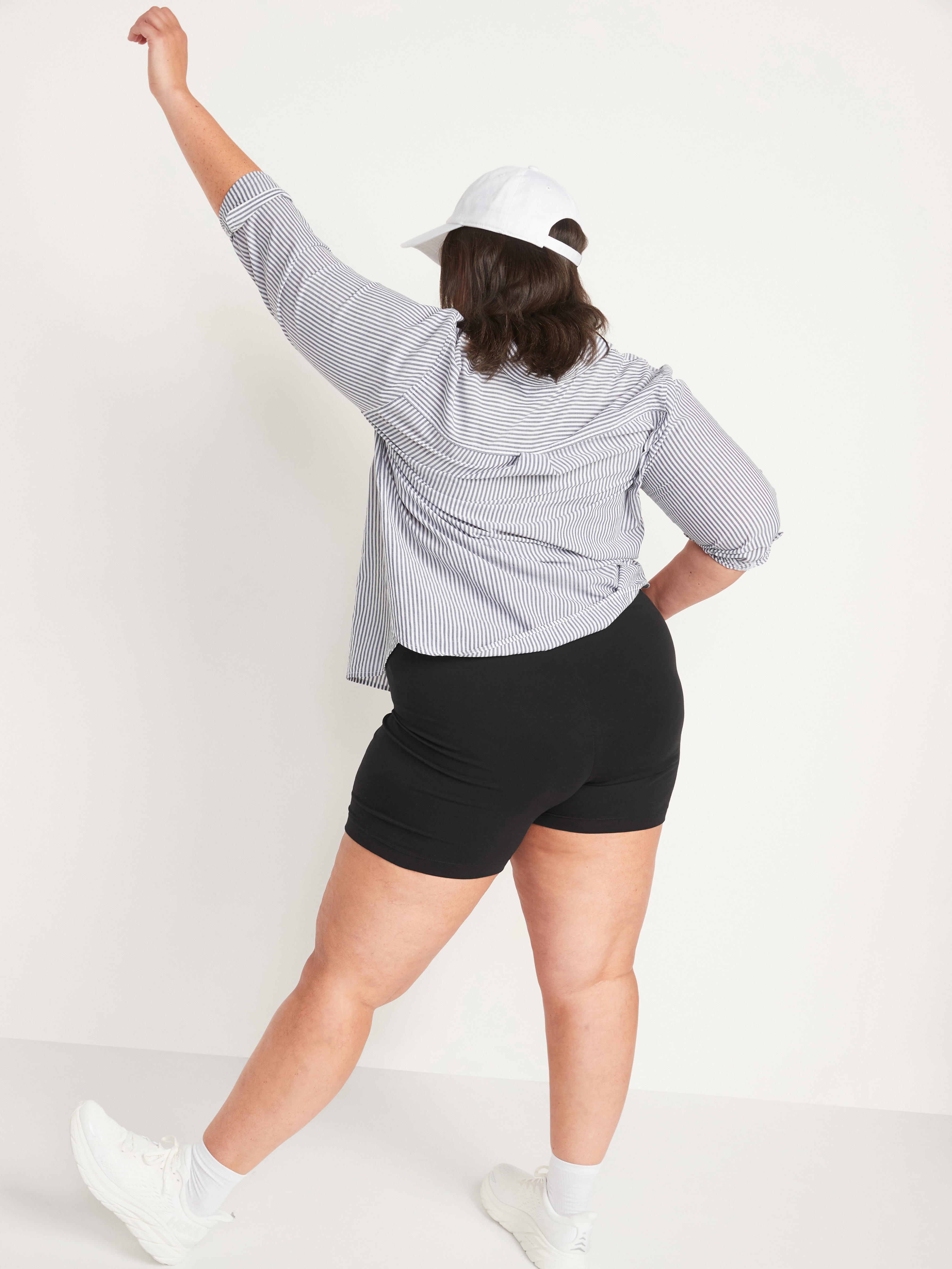 High-Waisted Cotton Biker Shorts -- 6-inch inseam - Black Jack - 8
