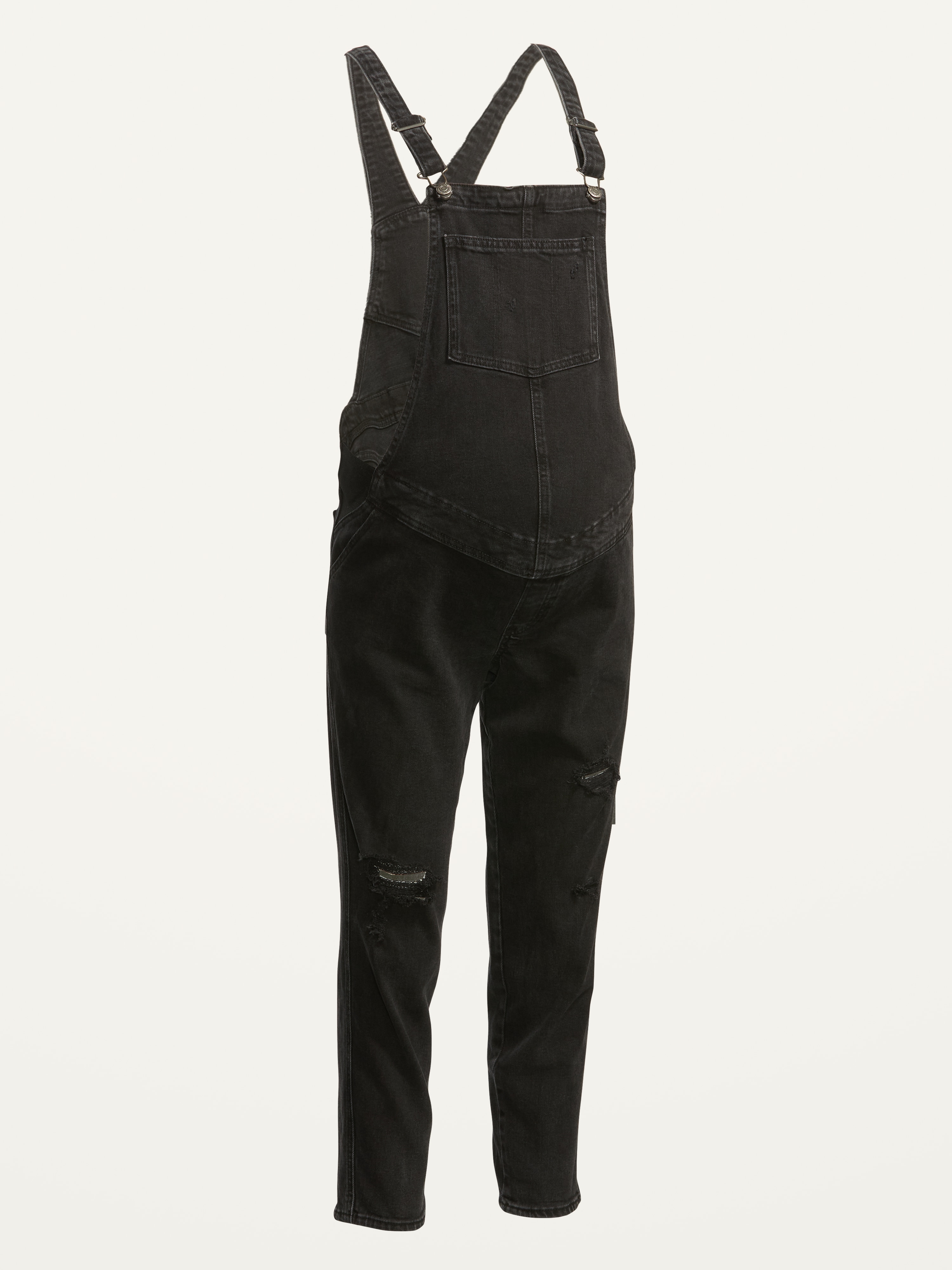 Maternity Side-Panel OG Straight Jean Overalls - Black Jack - 4