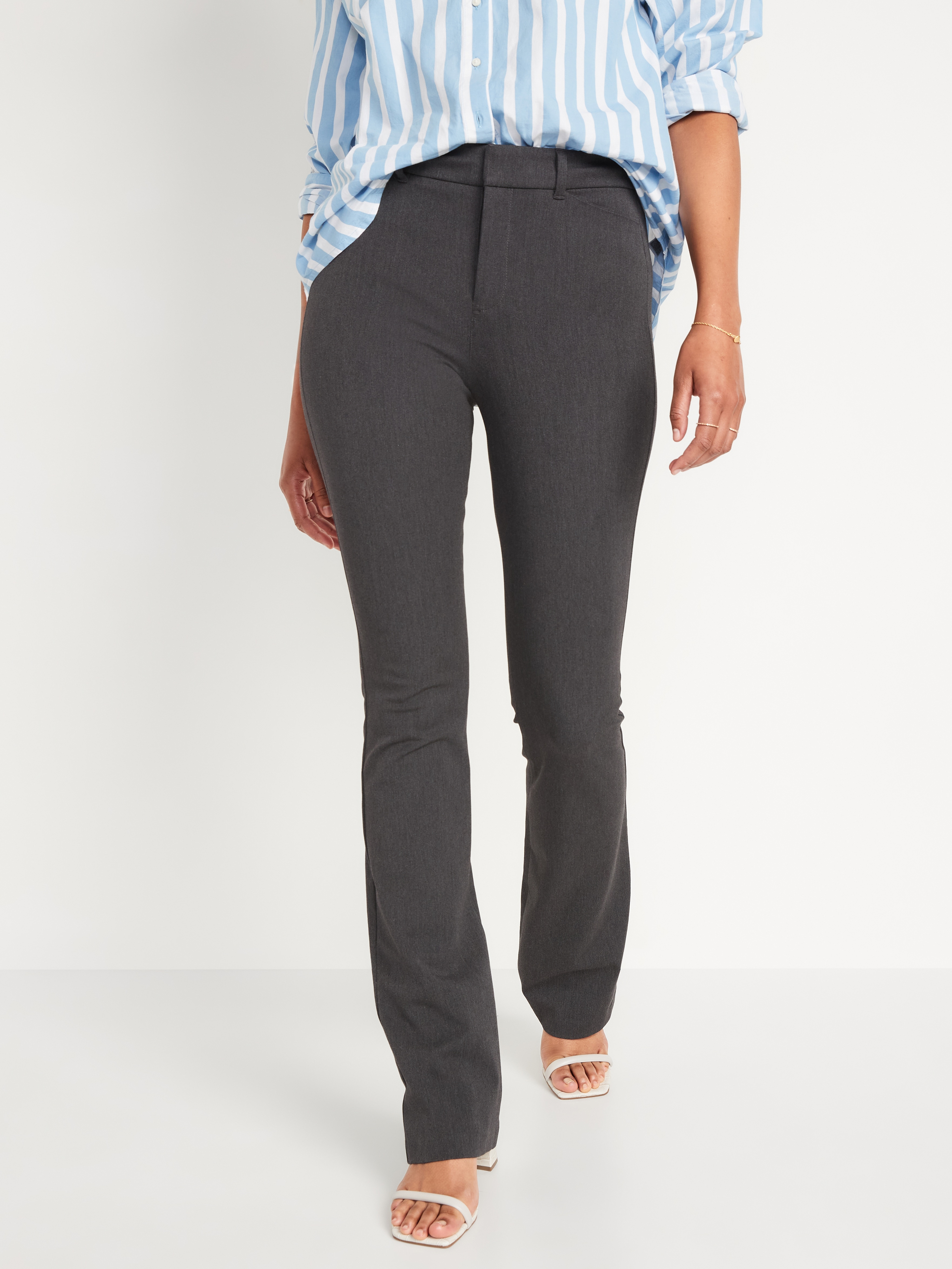 High-Waisted Pixie Flare Pants - Dark Heather Gray - 1