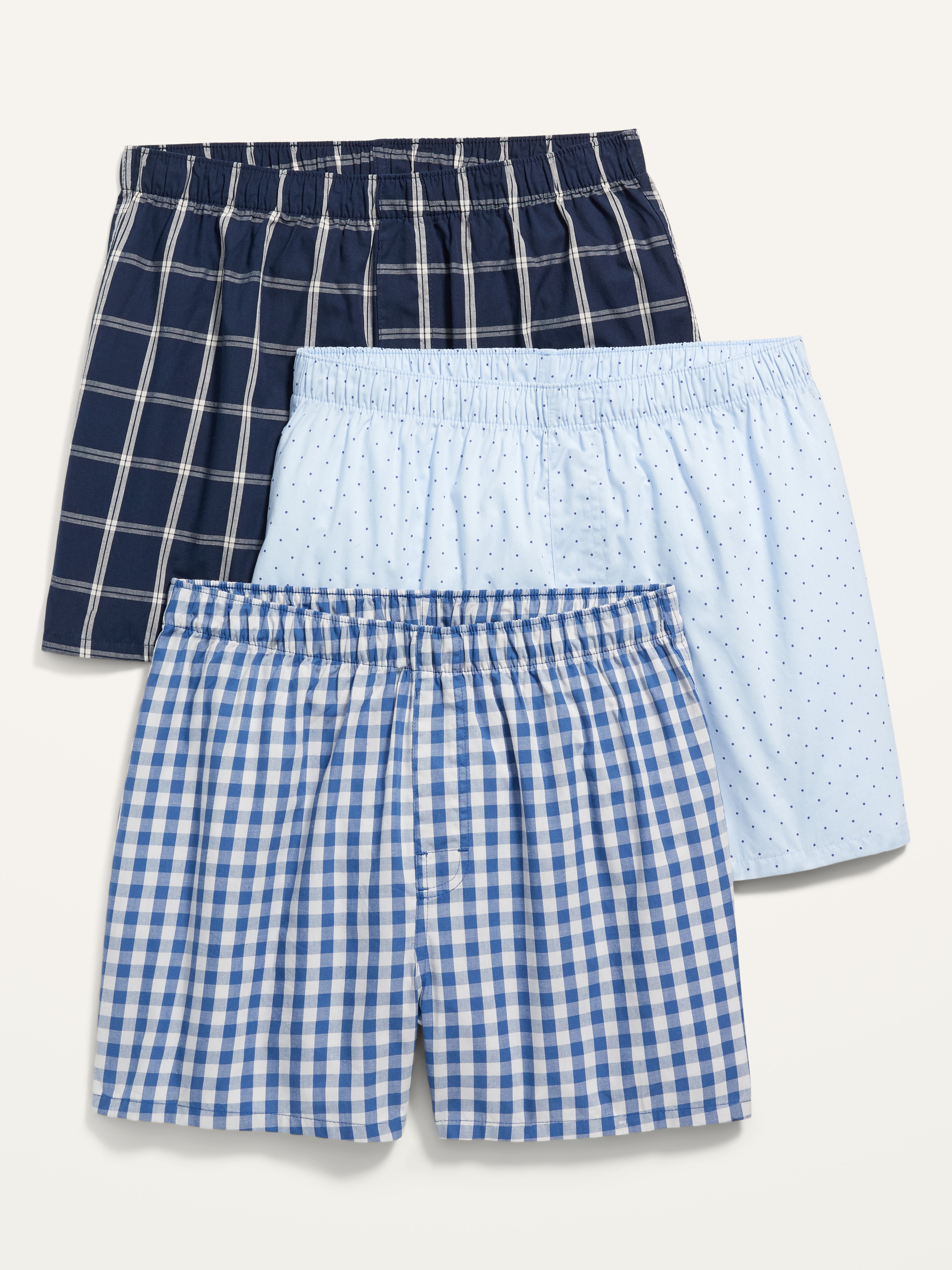 3-Pack Soft-Washed Boxer Shorts -- 3.75-inch inseam - Navy Windowpane - 1
