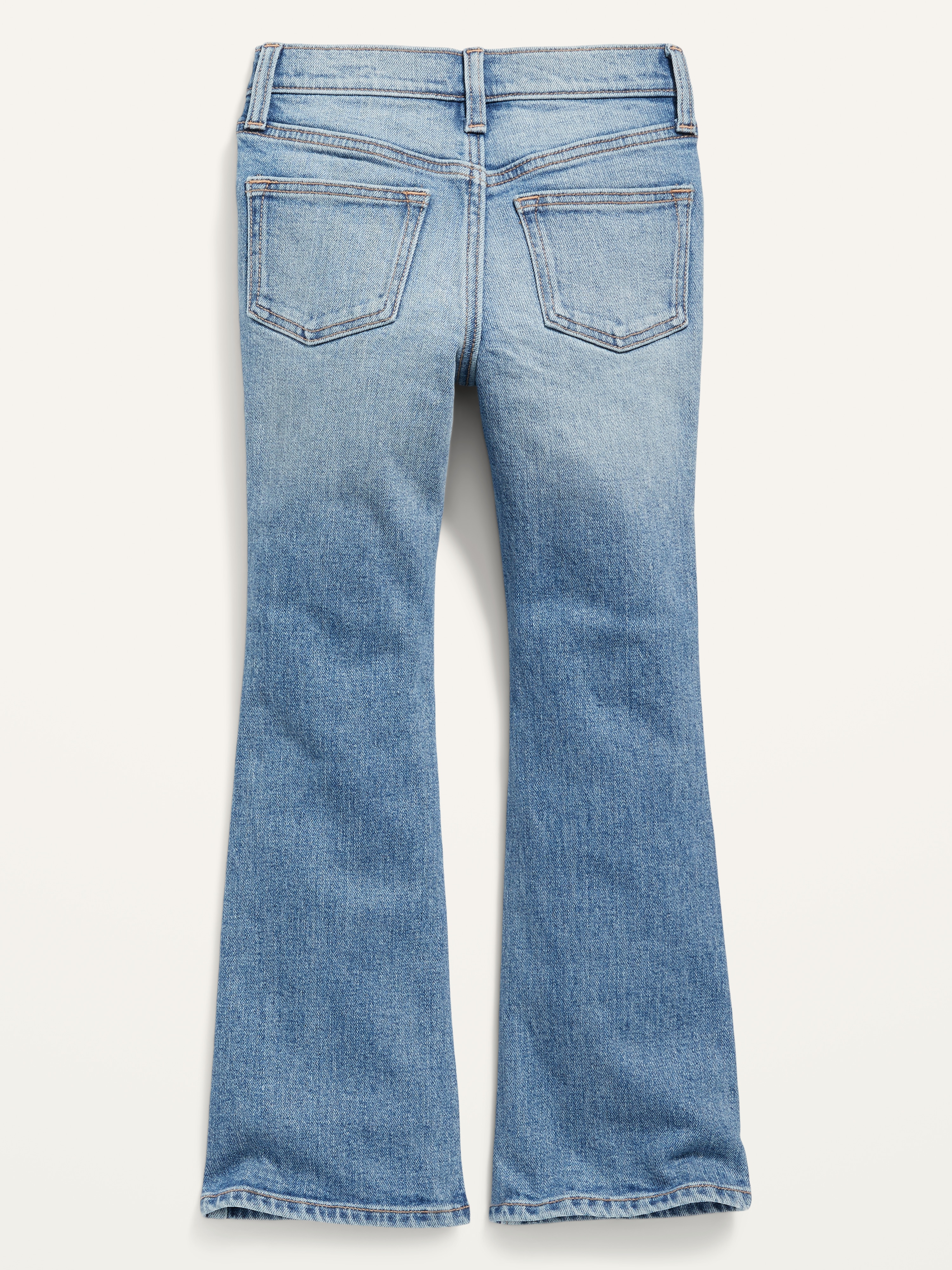 Printed High-Waisted Flare-Leg Jeans for Girls - Light Wash - 4
