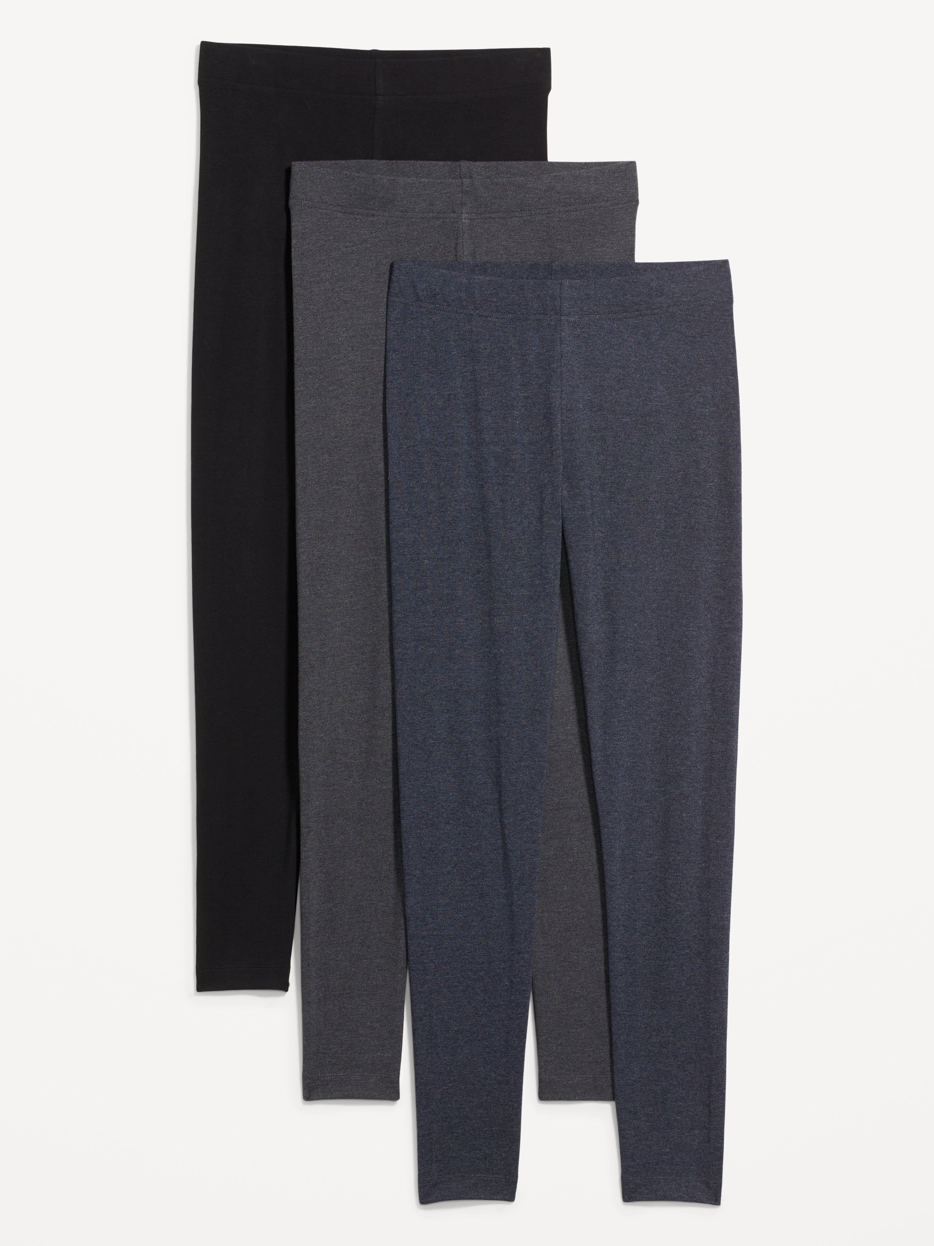 High-Waisted Fashion Layering Leggings 3-Pack - Navy Blue Combo - 1