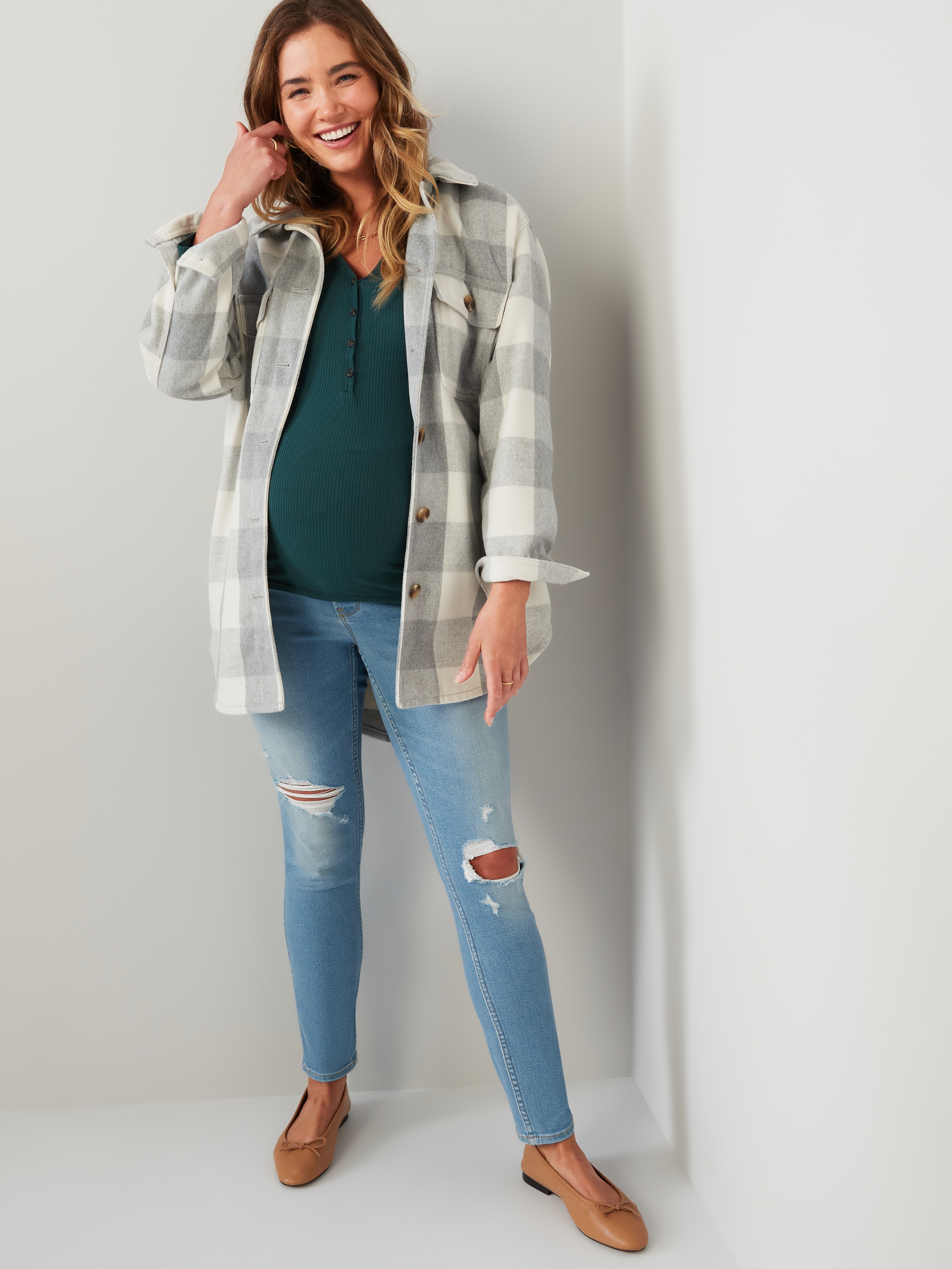 Maternity Rollover-Panel 360° Stretch Super-Skinny Jeans - Light Wash - 3