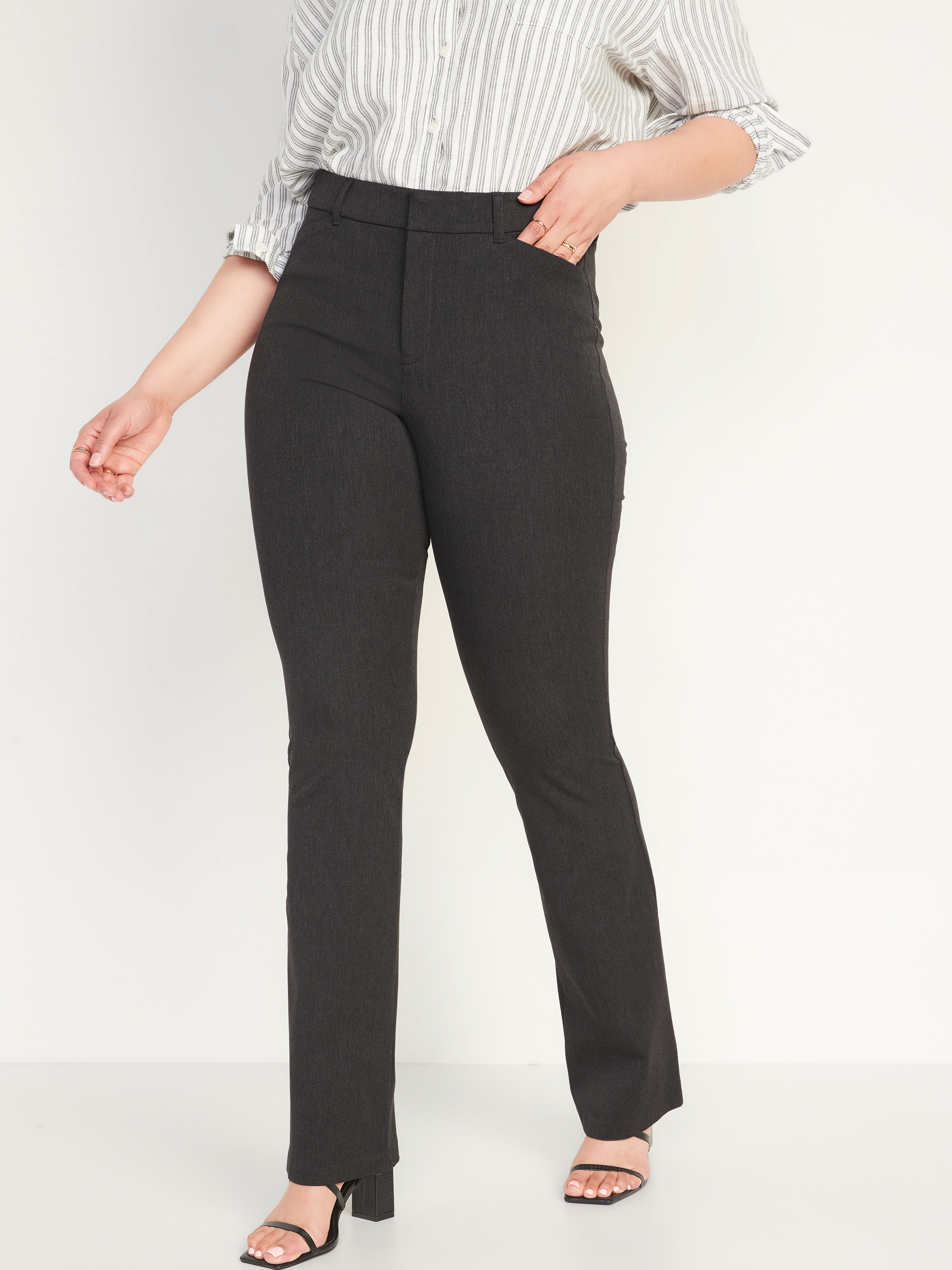 High-Waisted Pixie Flare Pants - Dark Heather Gray - 5