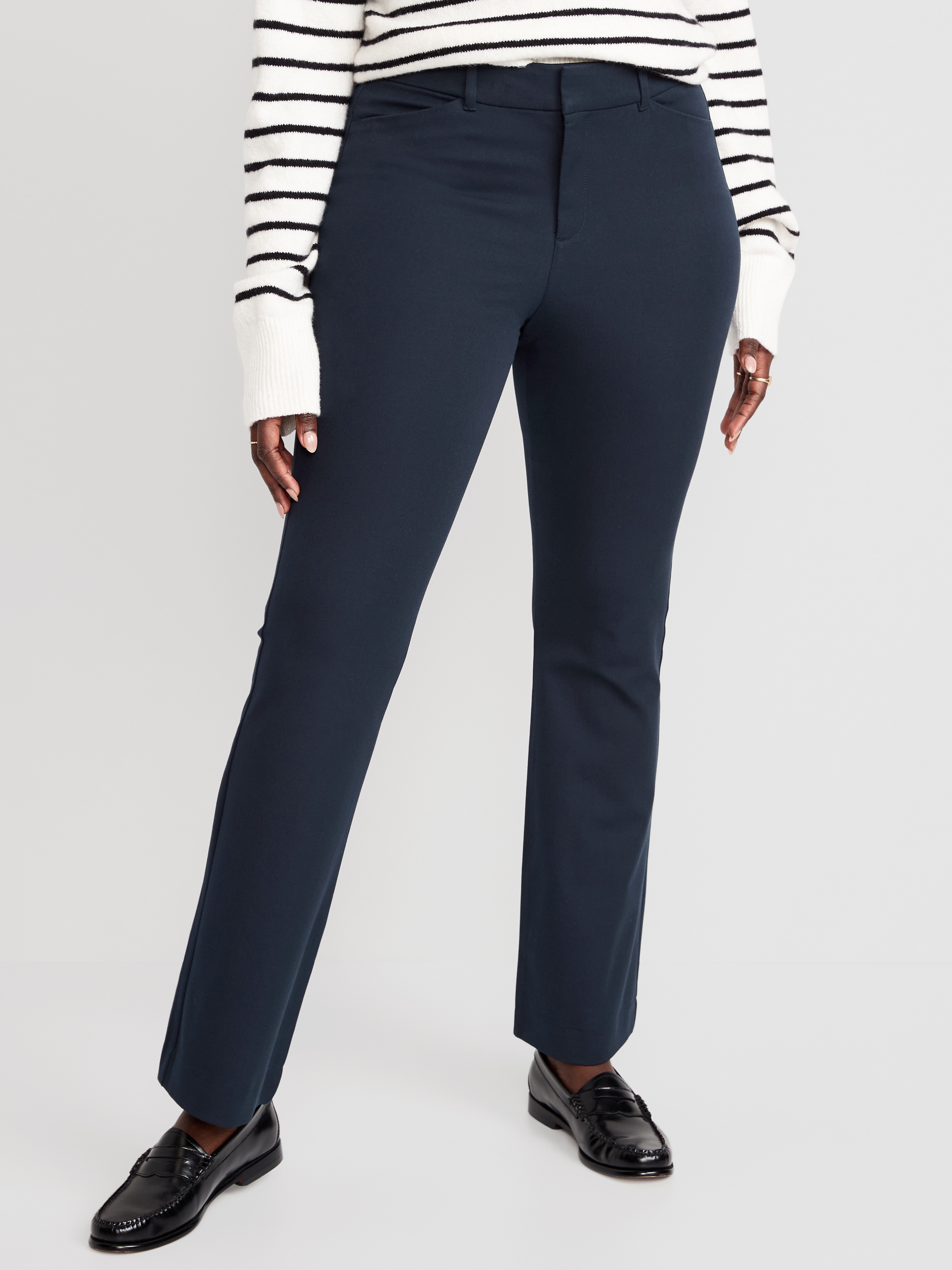 High-Waisted Pixie Flare Pants - Navy - 5