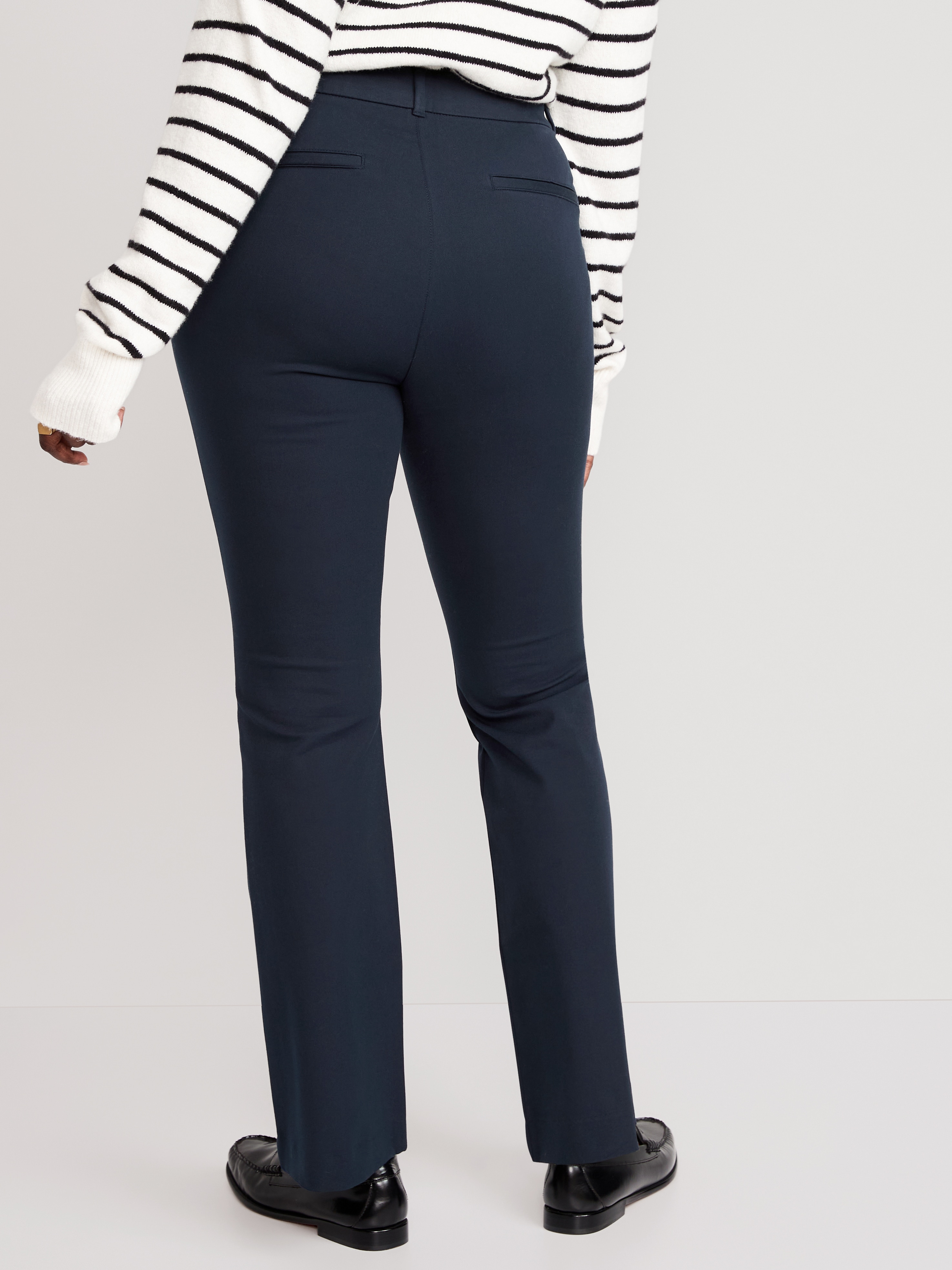 High-Waisted Pixie Flare Pants - Navy - 6
