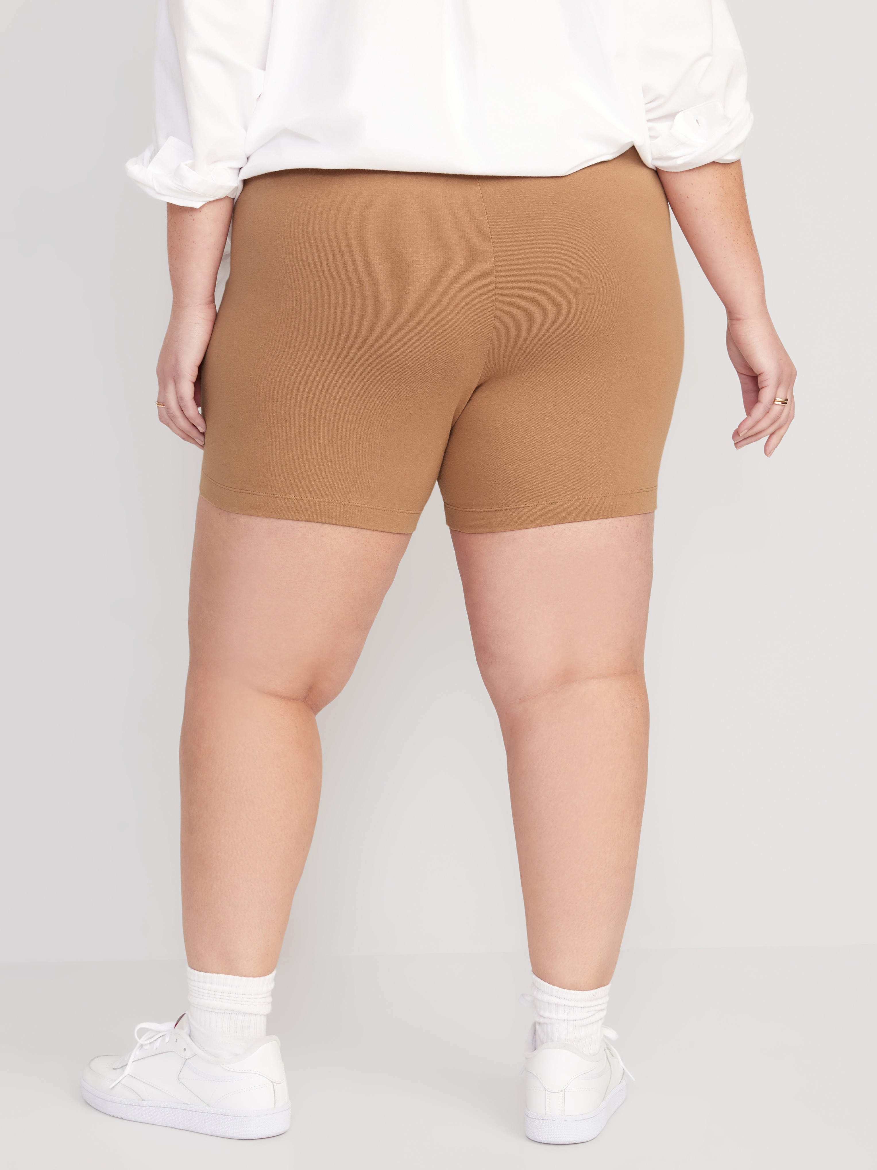 High-Waisted Cotton Biker Shorts -- 6-inch inseam - Cocoa Mocha - 8