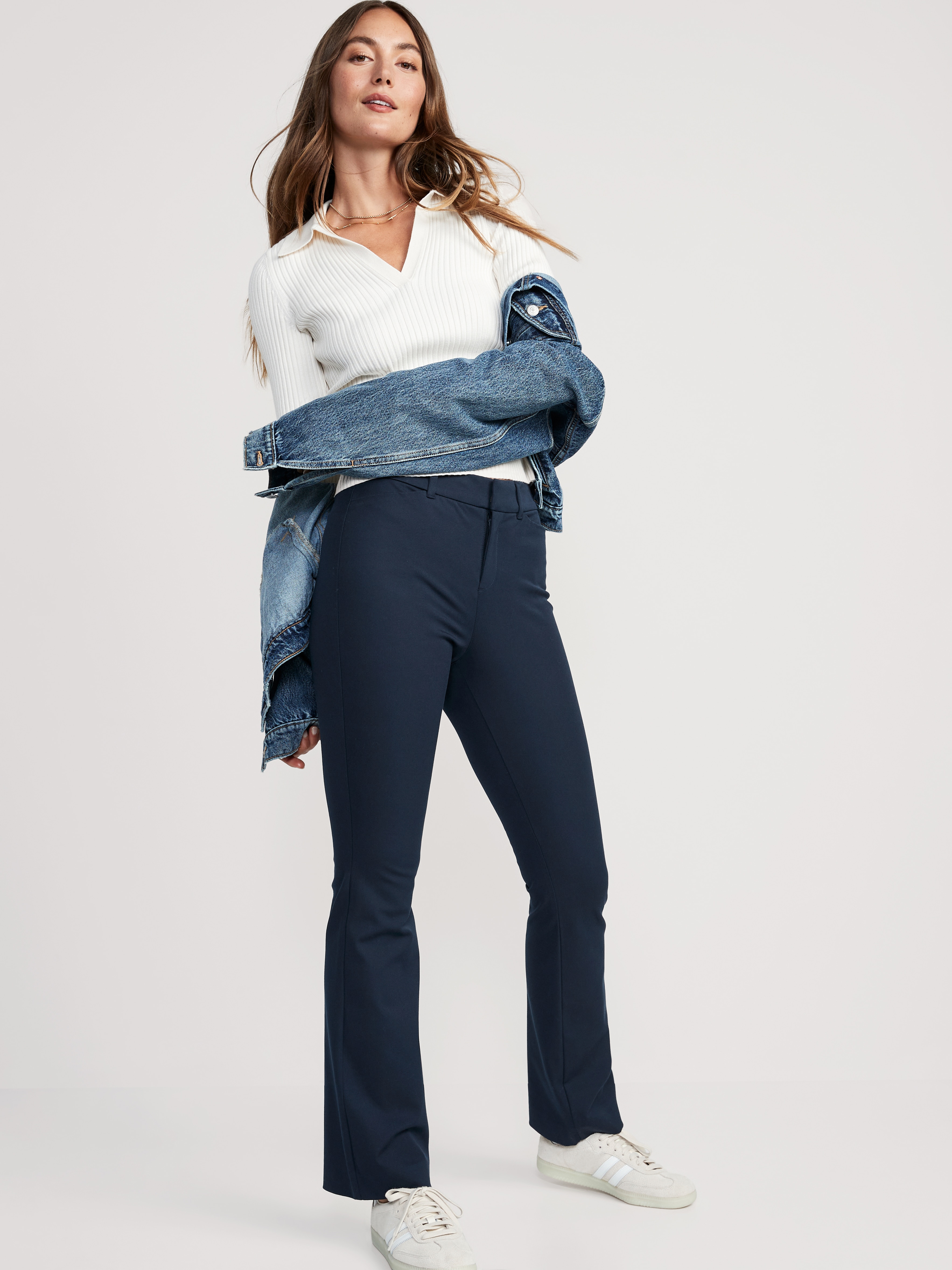 High-Waisted Pixie Flare Pants - Navy - 3