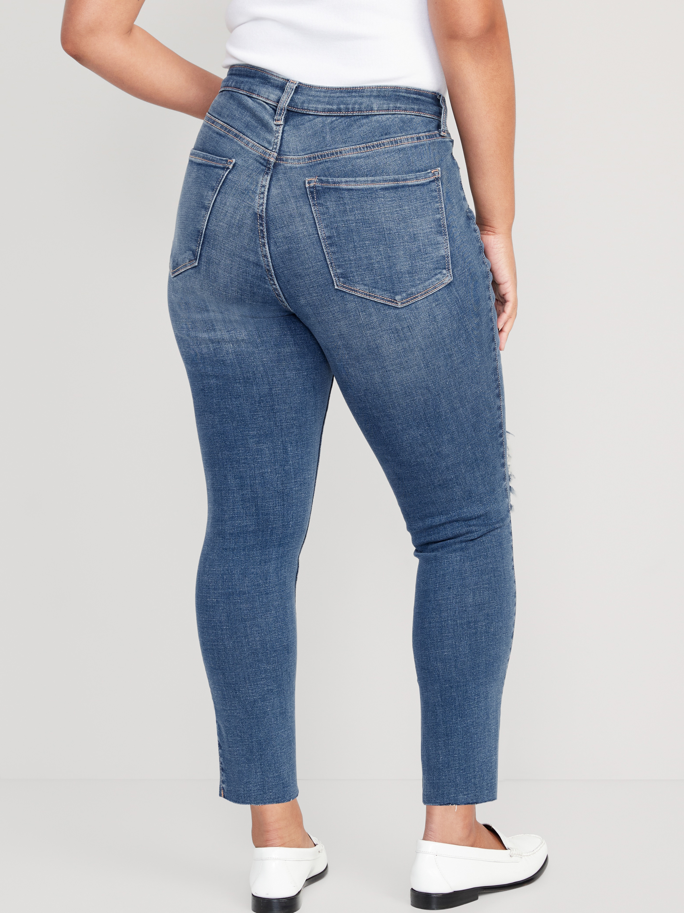 Extra High-Waisted Rockstar 360° Stretch Super-Skinny Jeans - Ripped Medium Wash - 5