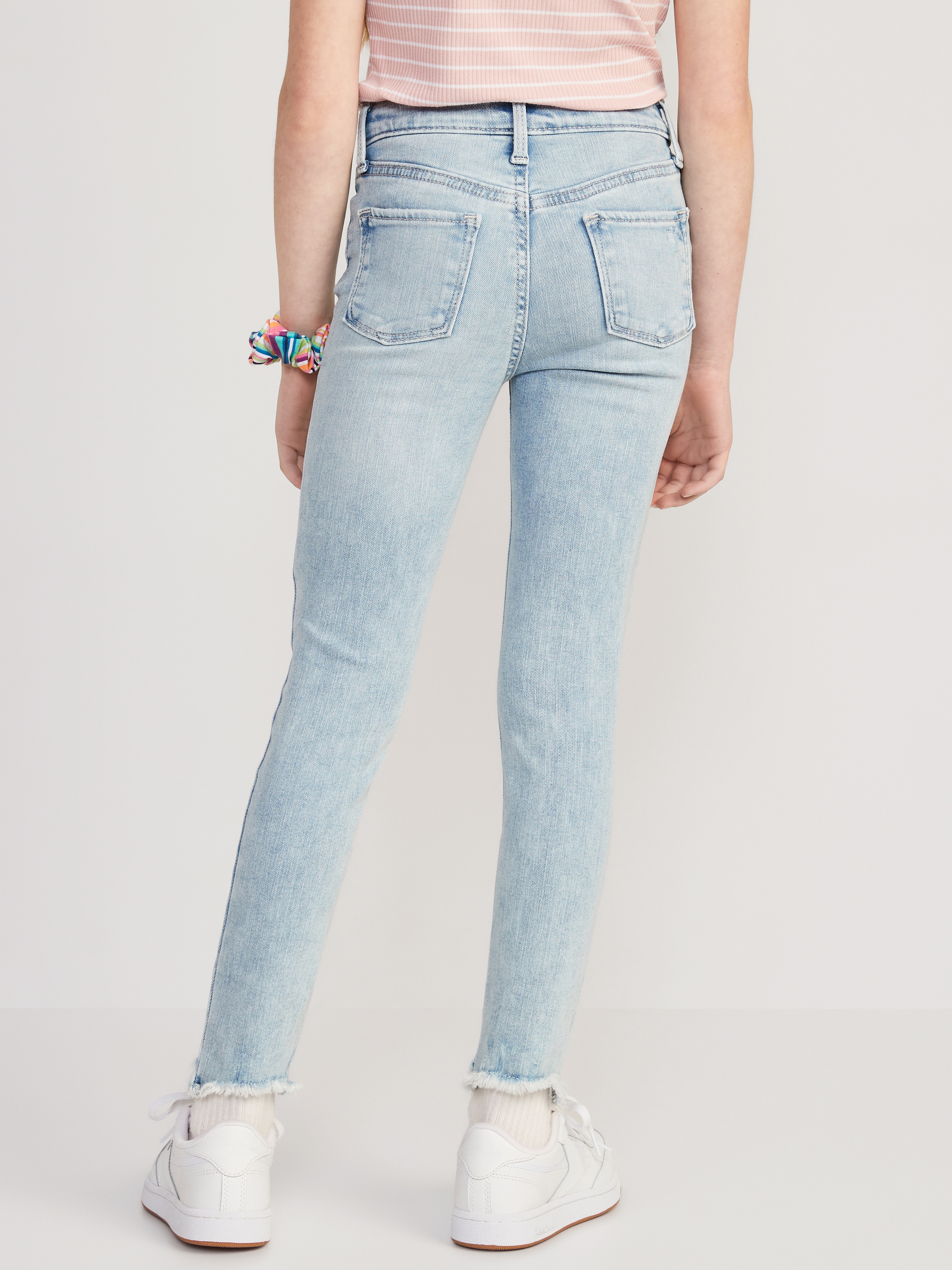 High-Waisted Embroidered Rockstar 360° Stretch Jeggings for Girls - Star Mist (Frayed Hem) - 2
