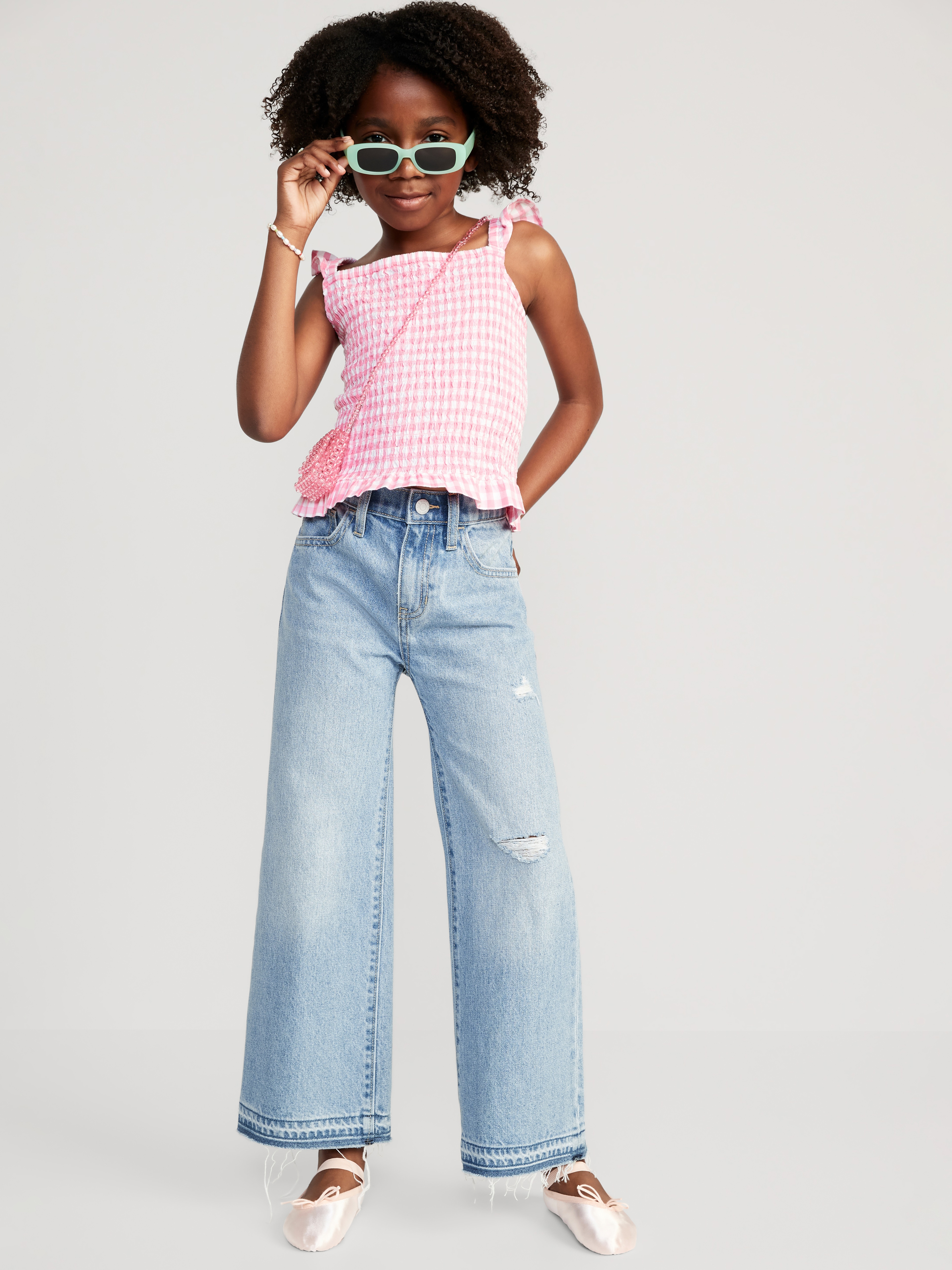 Printed High-Waisted Baggy Wide-Leg Jeans for Girls - Recess - 3