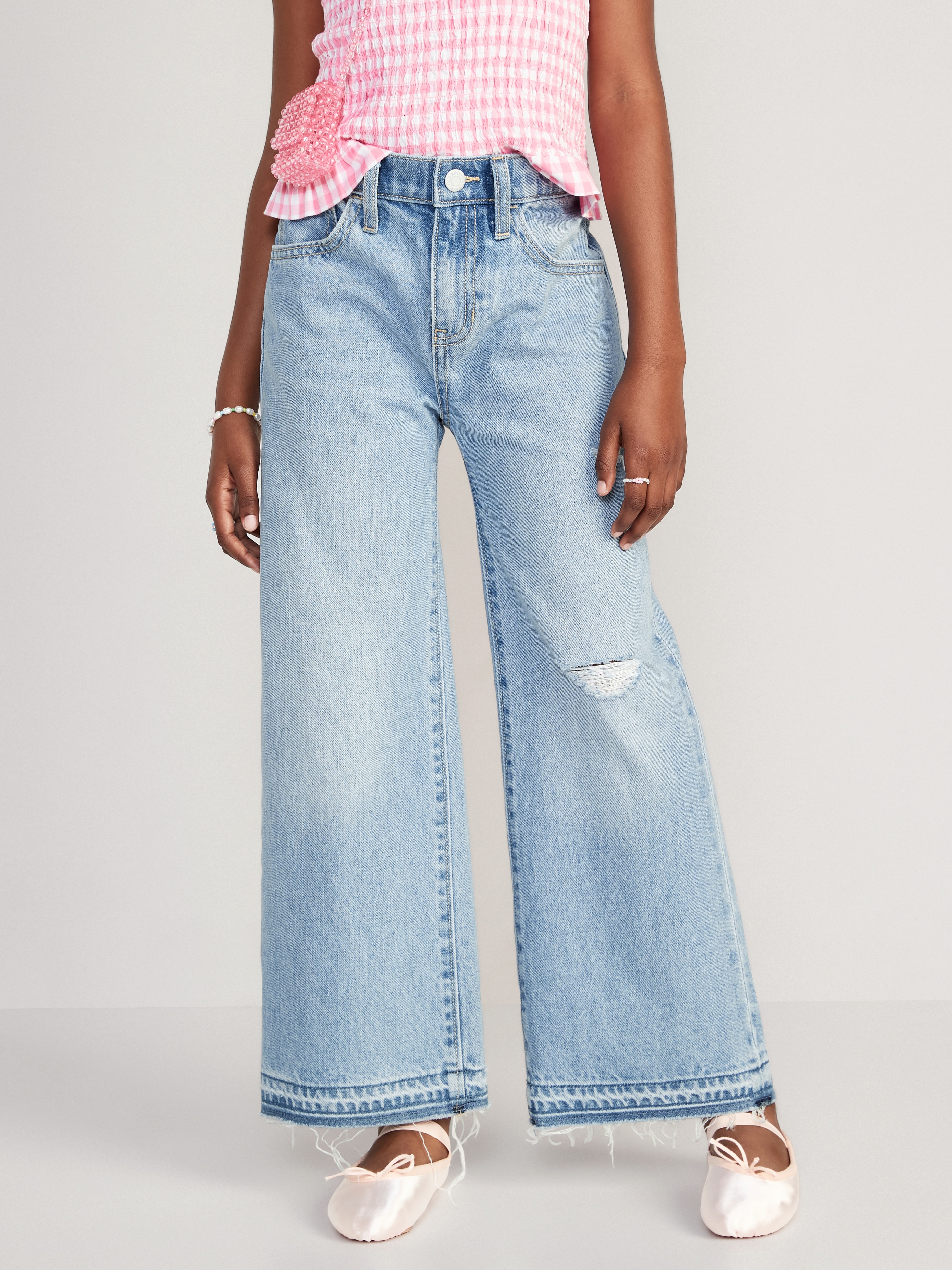 Printed High-Waisted Baggy Wide-Leg Jeans for Girls - Recess - 1