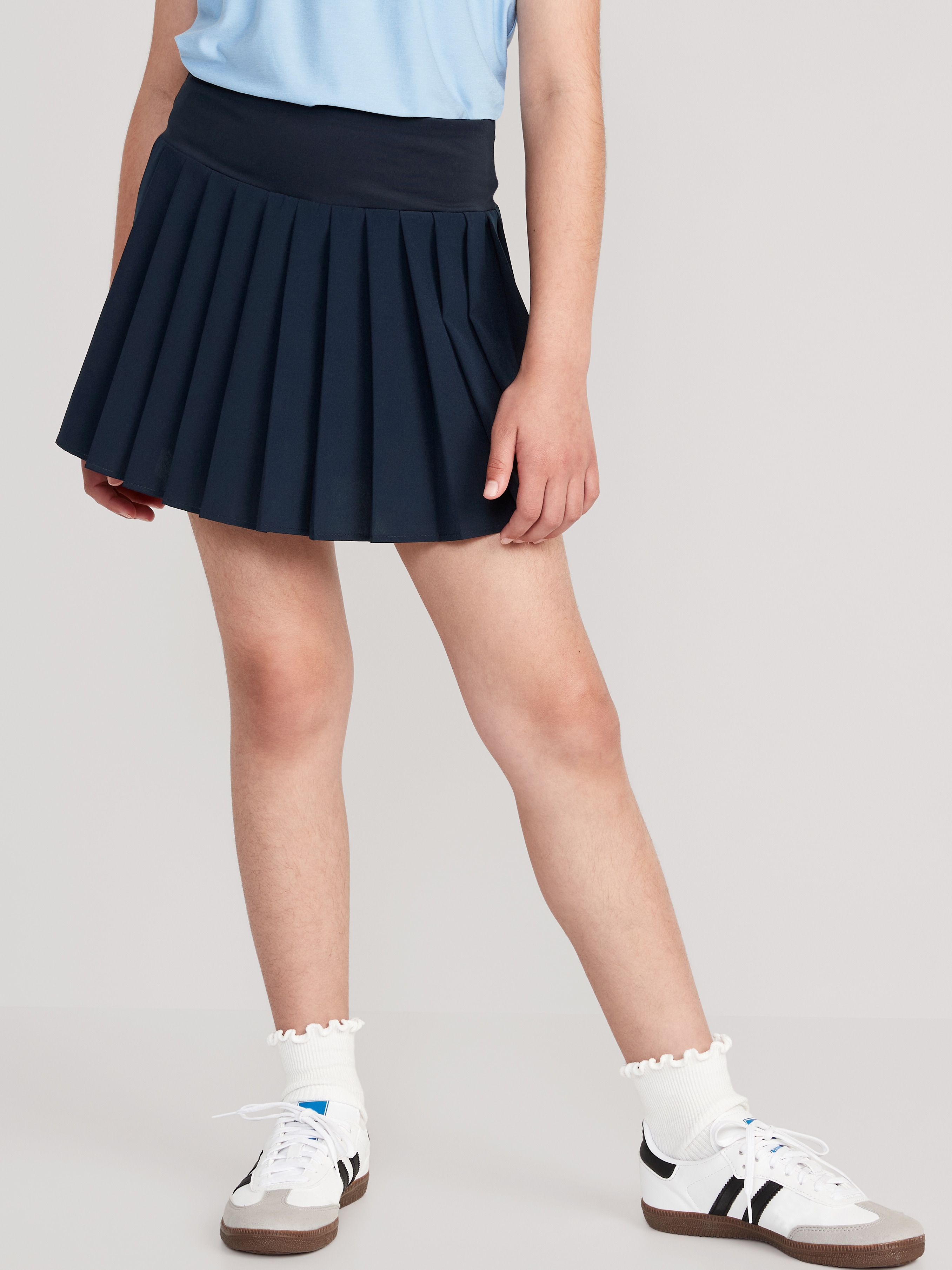 High-Waisted Pleated Performance Skort for Girls - In the Navy - 1
