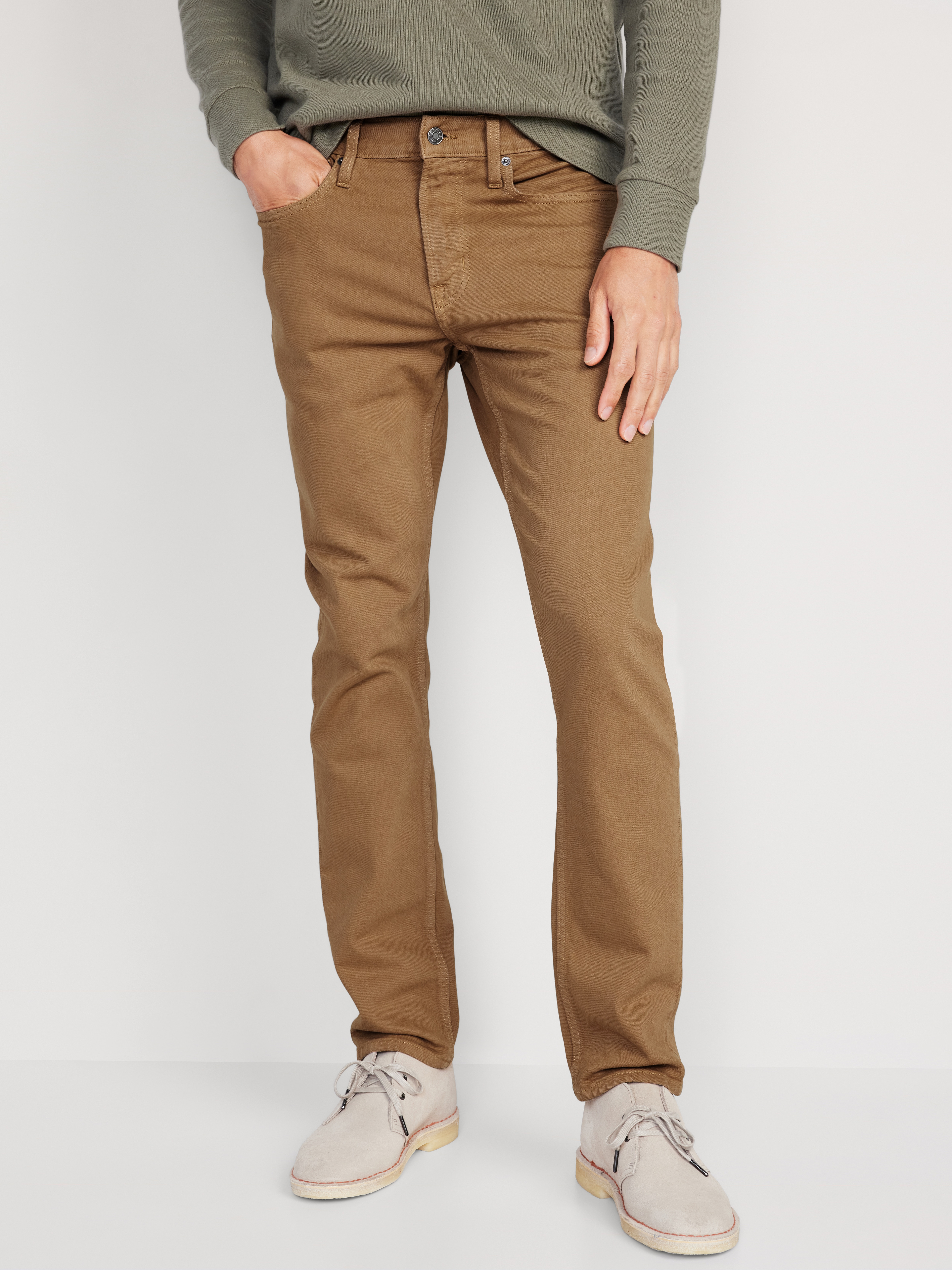Slim Built-In Flex Five-Pocket Pants - Dark Khaki - 1