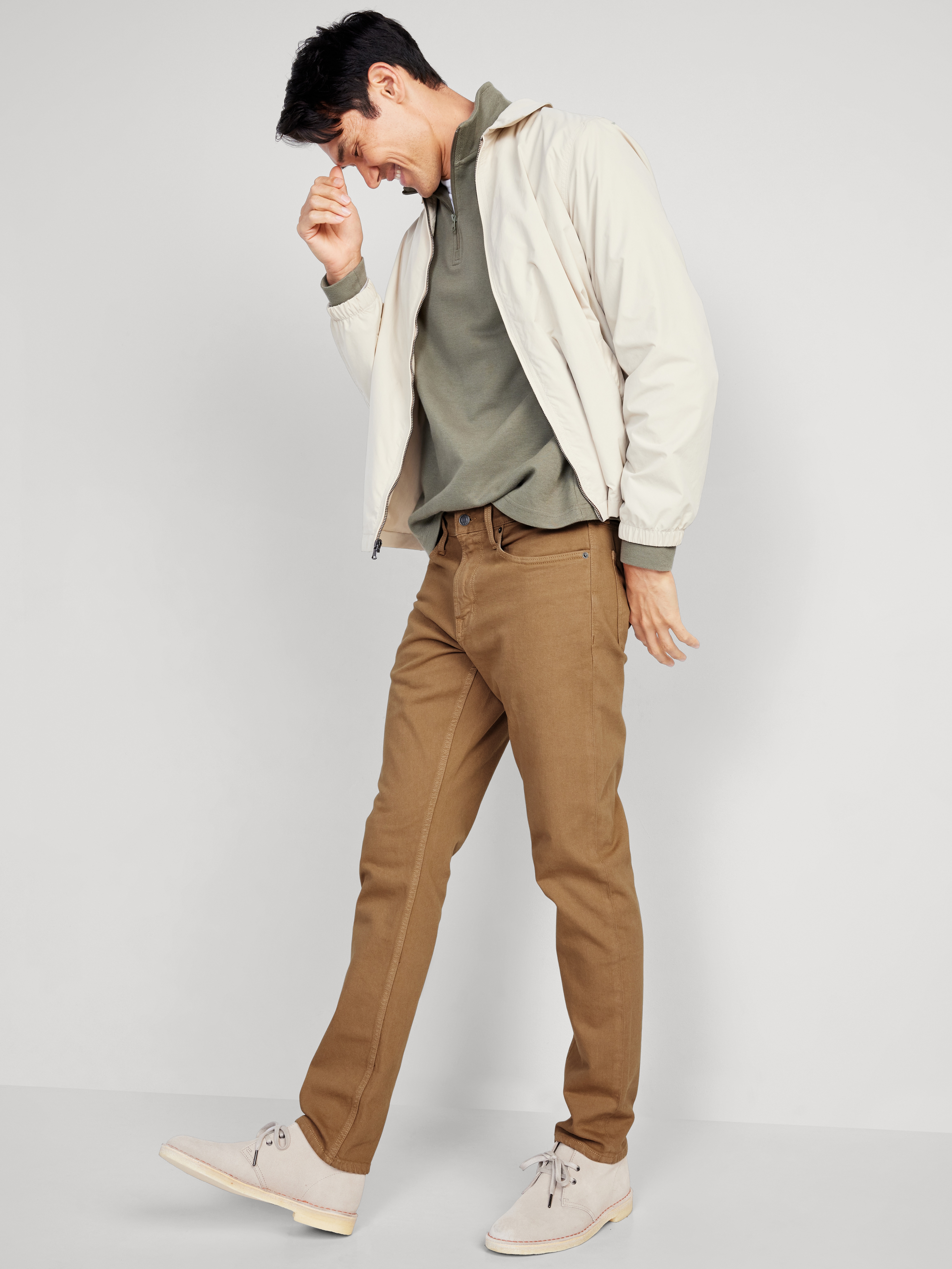 Slim Built-In Flex Five-Pocket Pants - Dark Khaki - 3