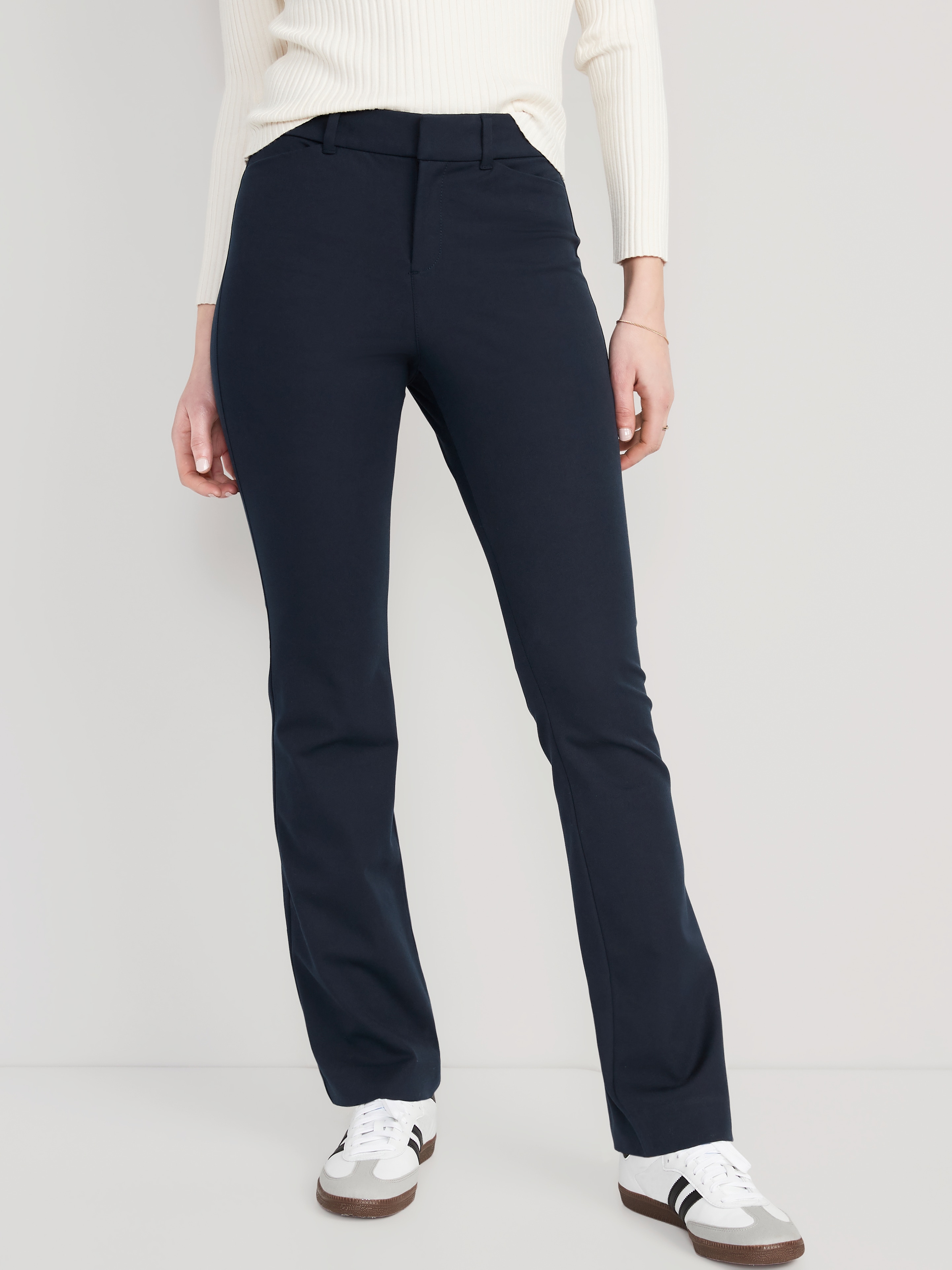 High-Waisted Pixie Flare Pants - Navy - 1