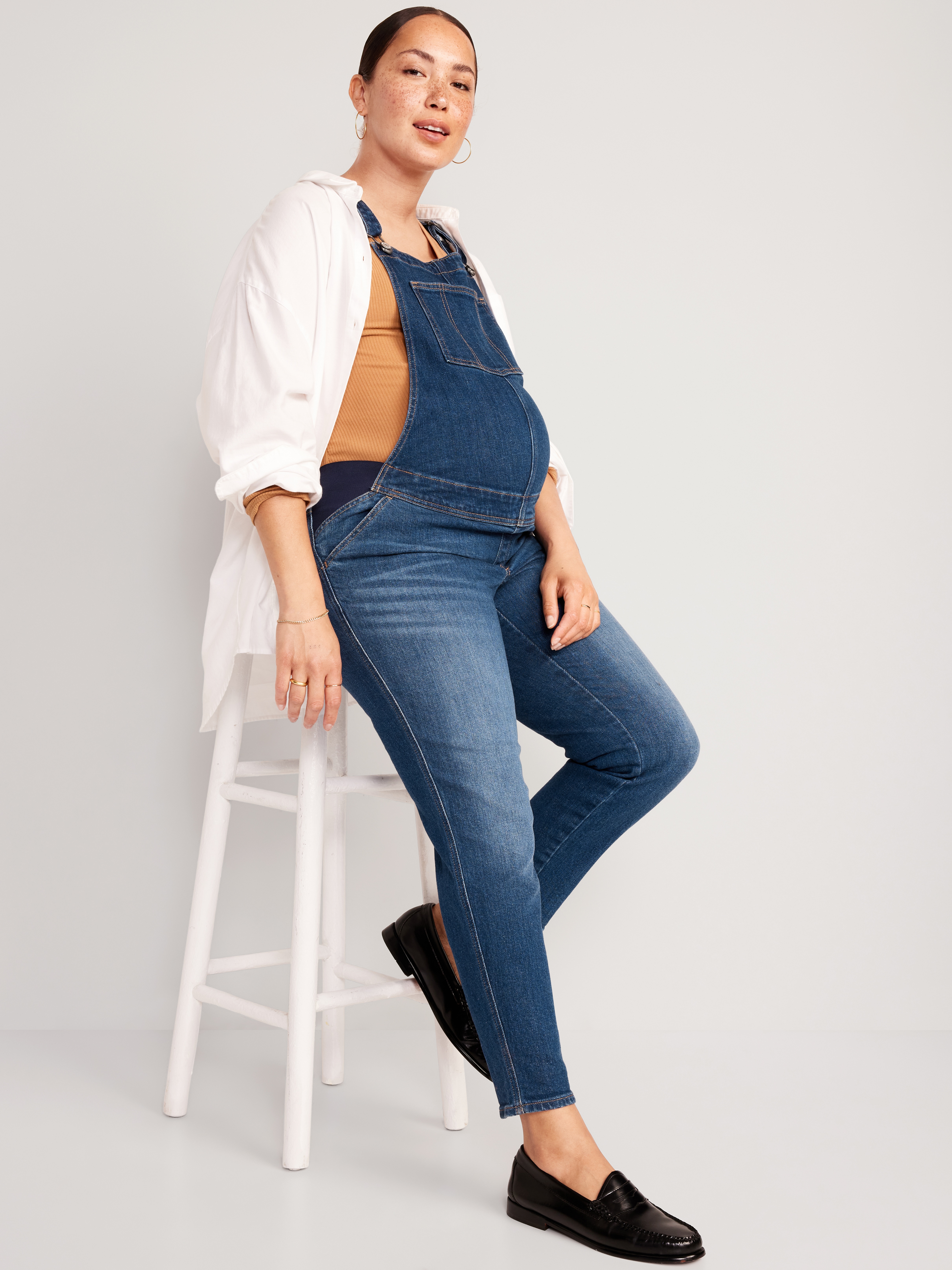 Maternity Side-Panel OG Straight Jean Overalls - Myrtle - 3