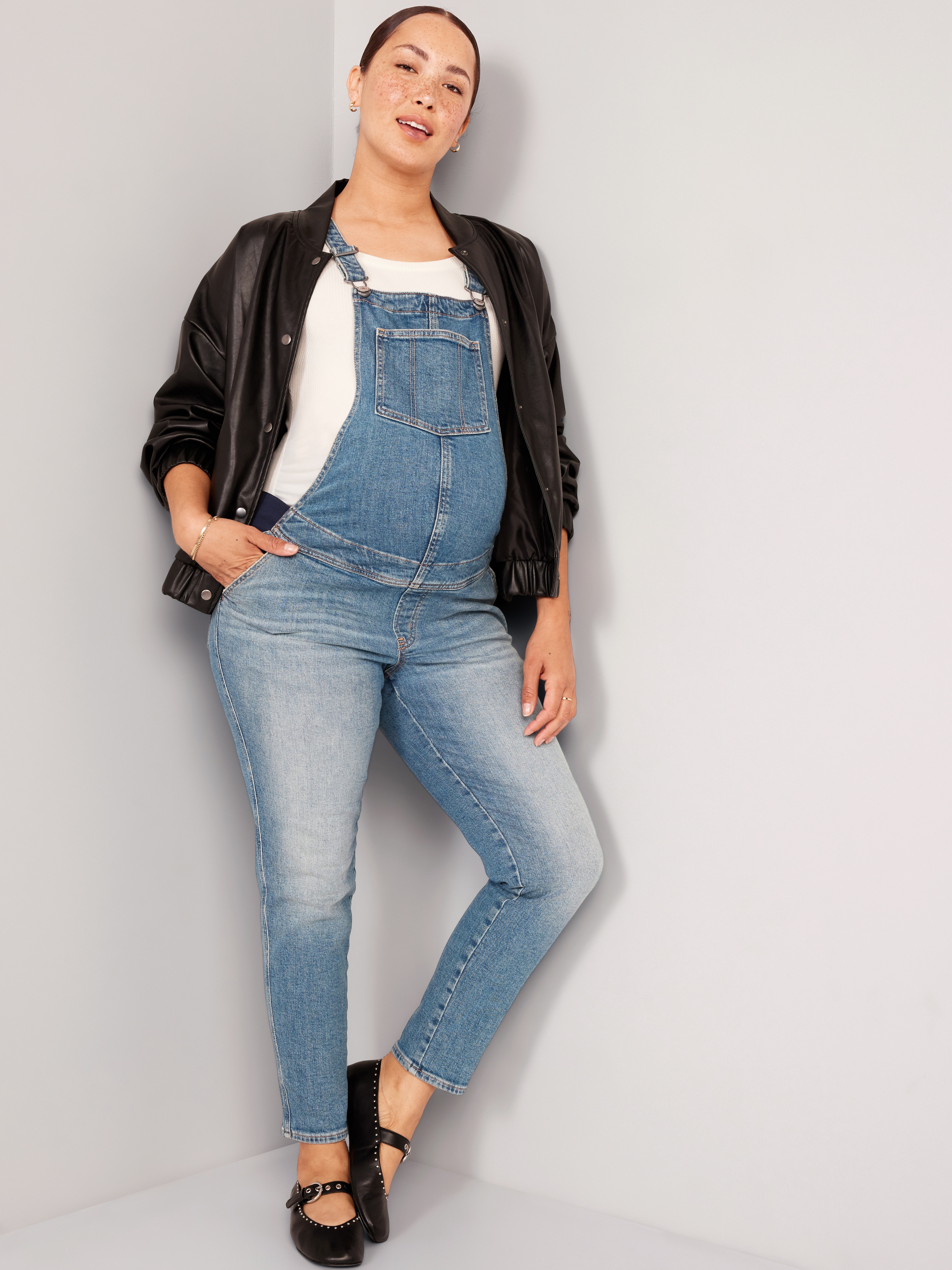 Maternity Side-Panel OG Straight Jean Overalls - Joni - 3