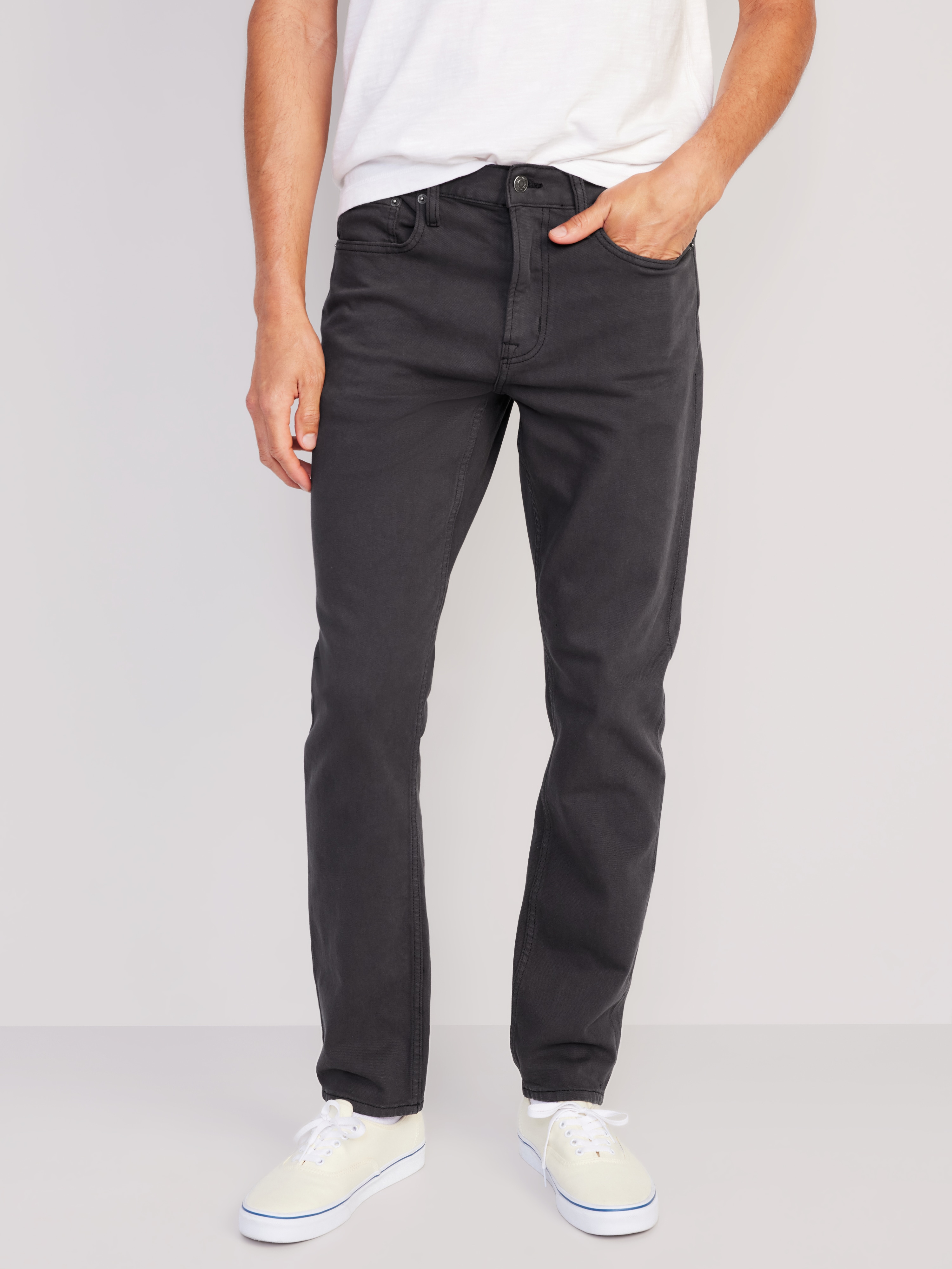 Slim Built-In Flex Five-Pocket Pants - Dark Gray - 1