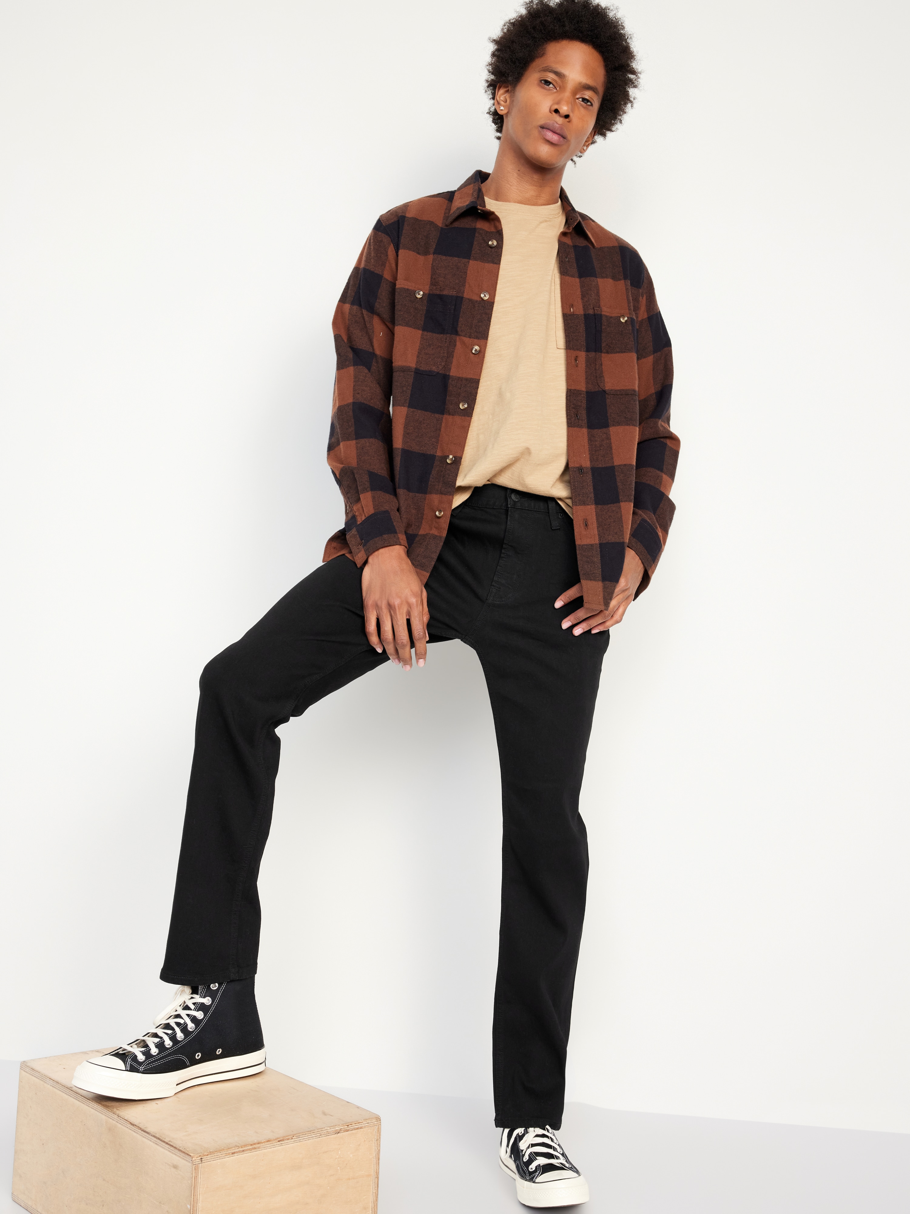 Straight Built-In Flex Jeans - Black Rinse - 3