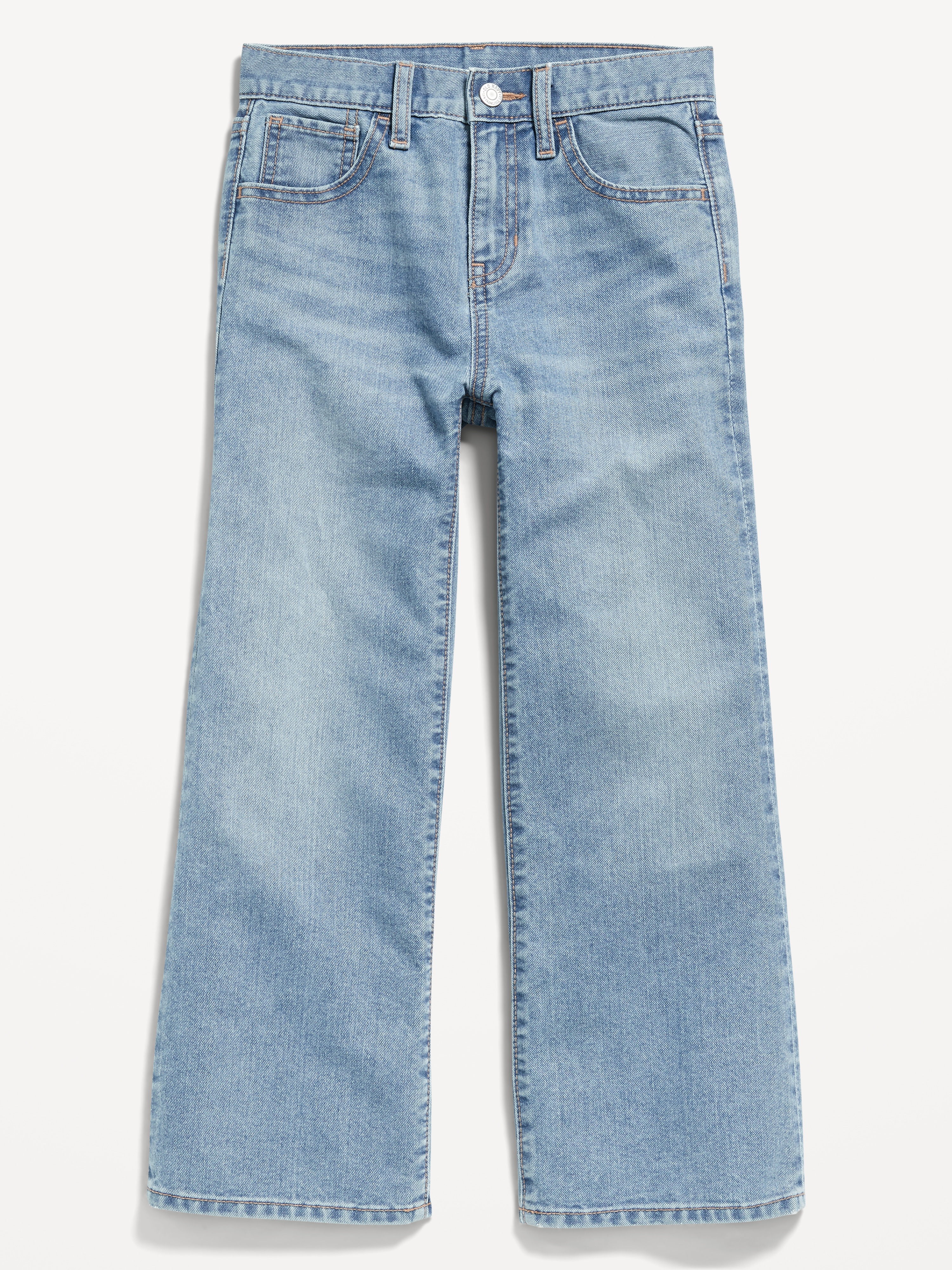 Printed High-Waisted Baggy Wide-Leg Jeans for Girls - Faded Blues - 1