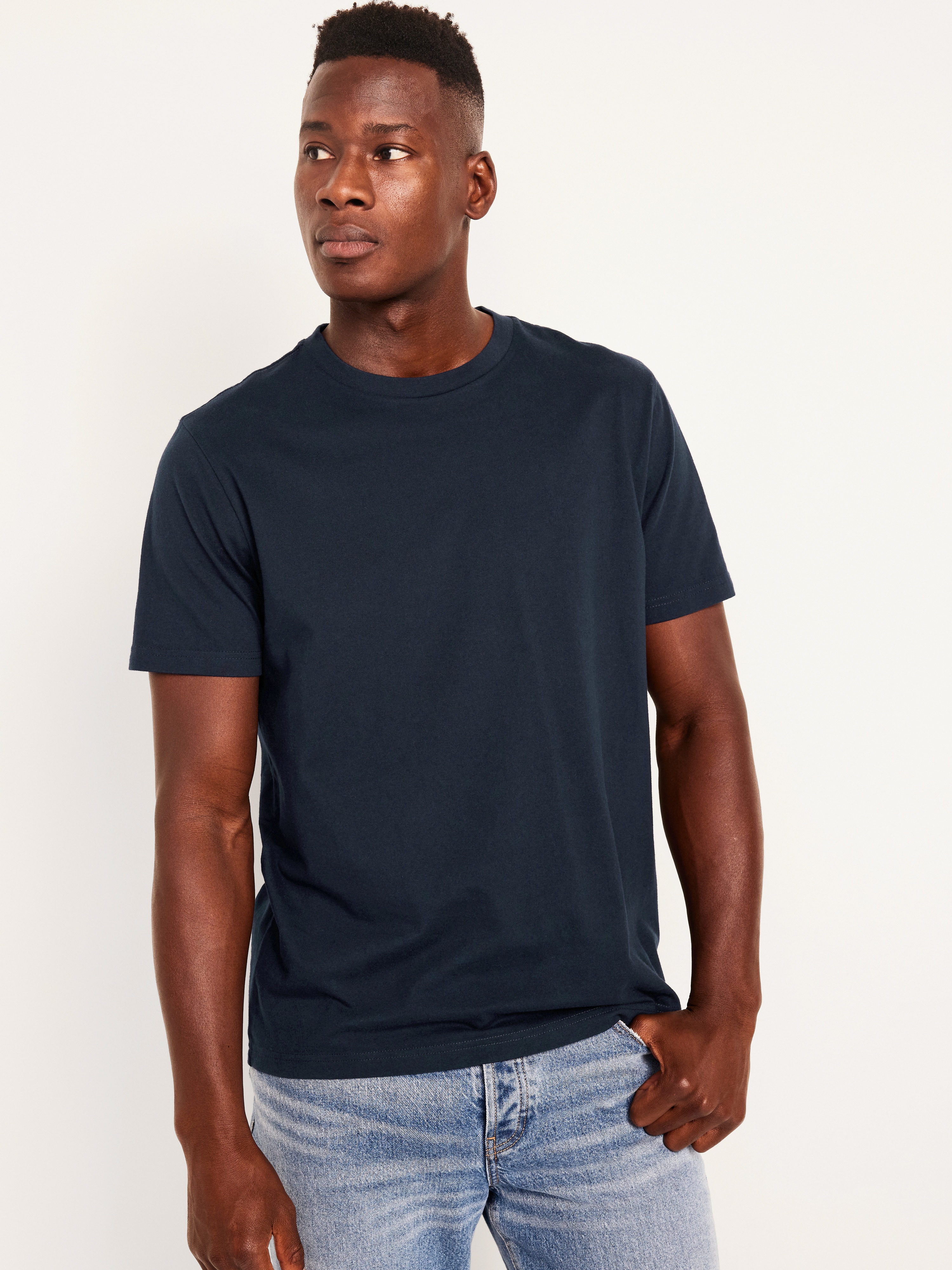 Soft-Washed Crew-Neck Short-Sleeve Tee - In the Navy - 1