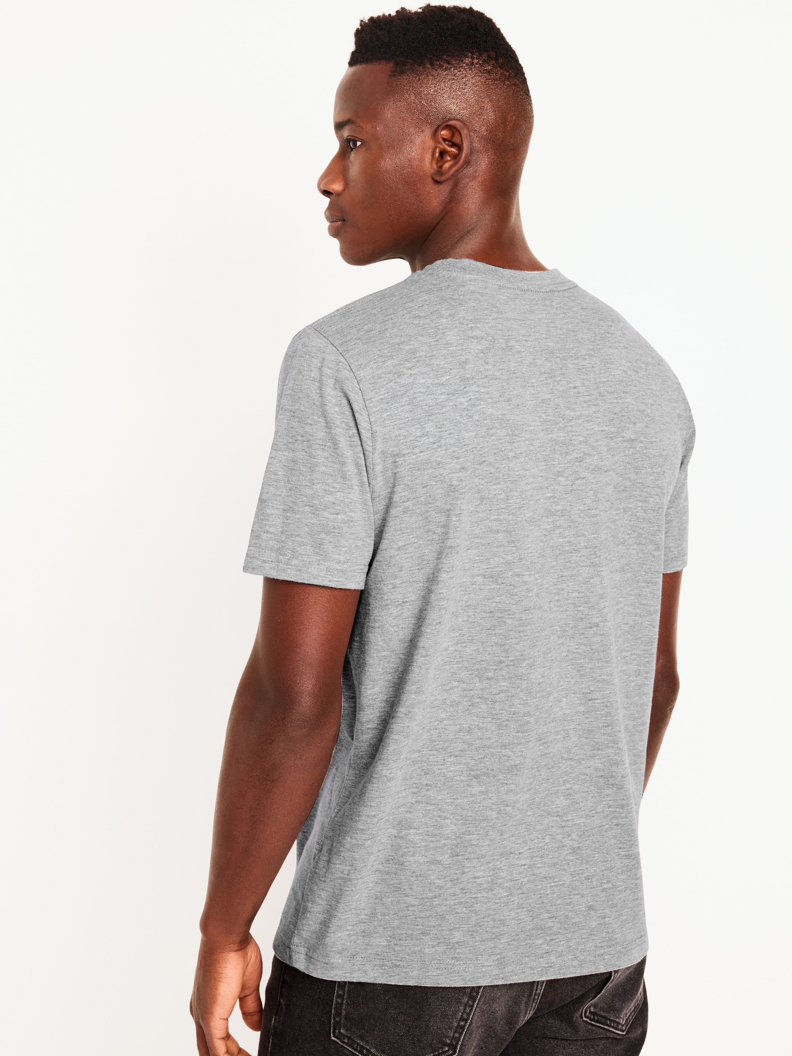 Soft-Washed Crew-Neck Short-Sleeve Tee - Light Gray Heather - 2