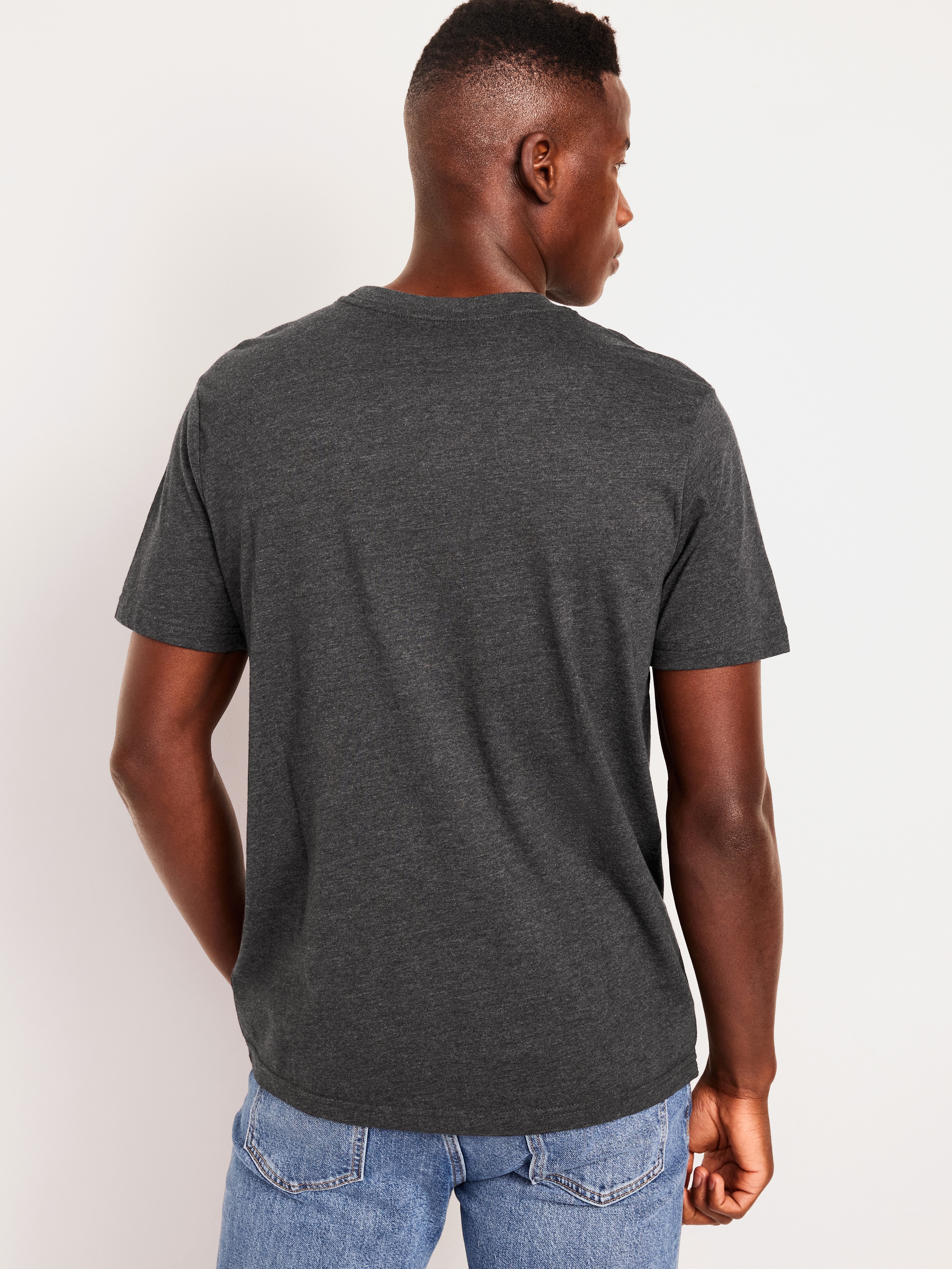 Soft-Washed Crew-Neck Short-Sleeve Tee - Black Jack Heather - 2