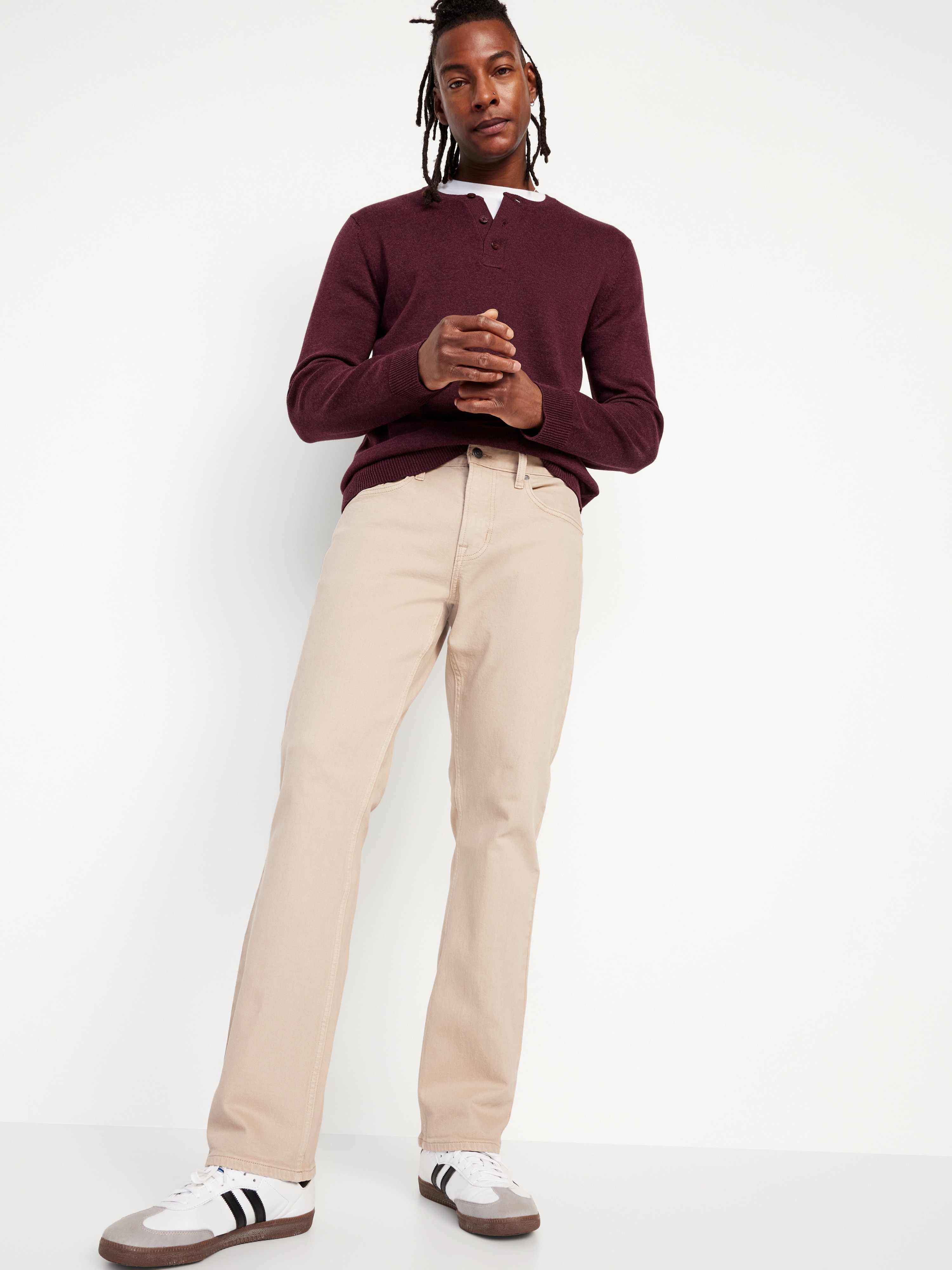 Straight Built-In Flex Jeans - Tan - 3