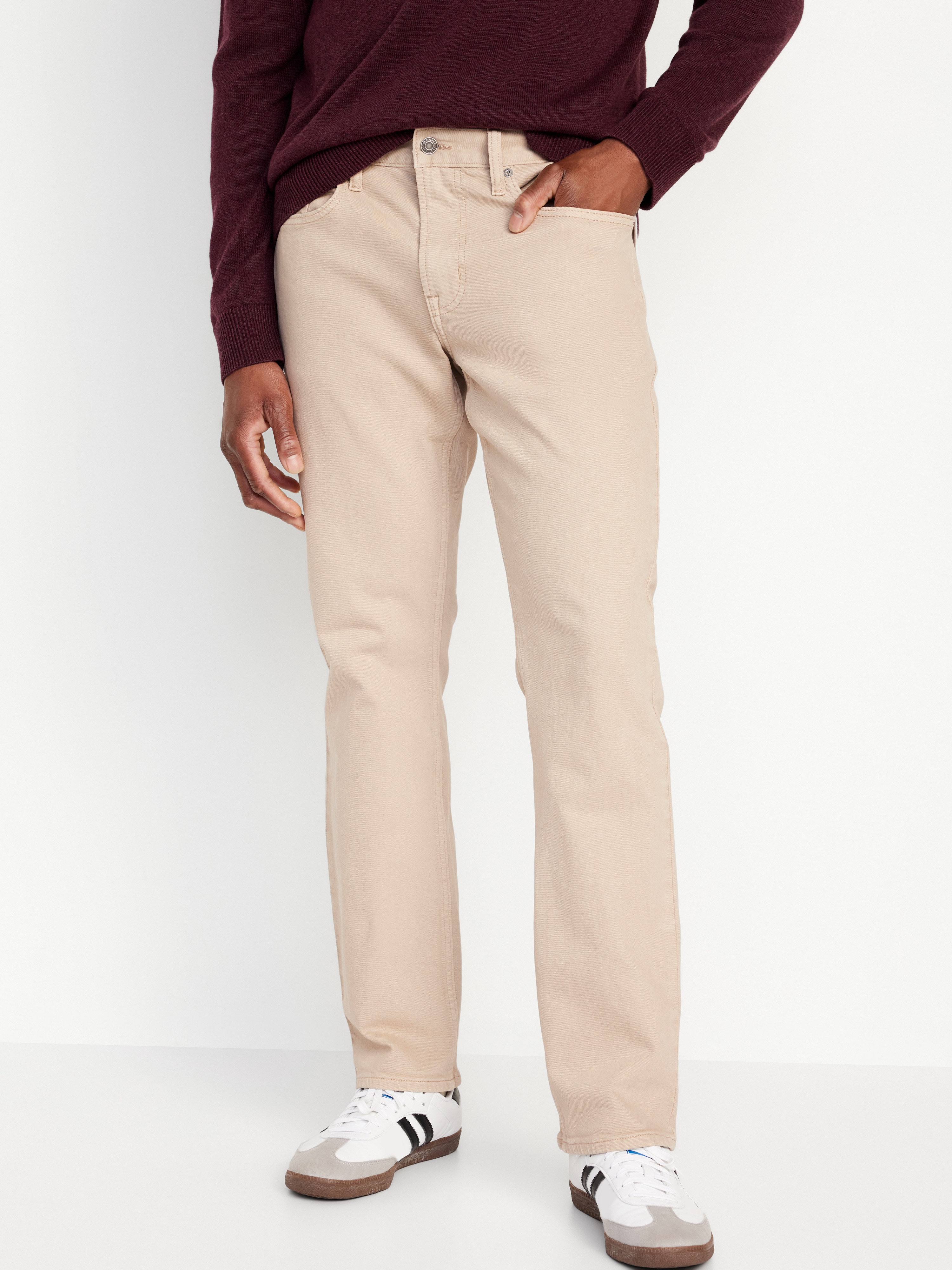 Straight Built-In Flex Jeans - Tan - 1