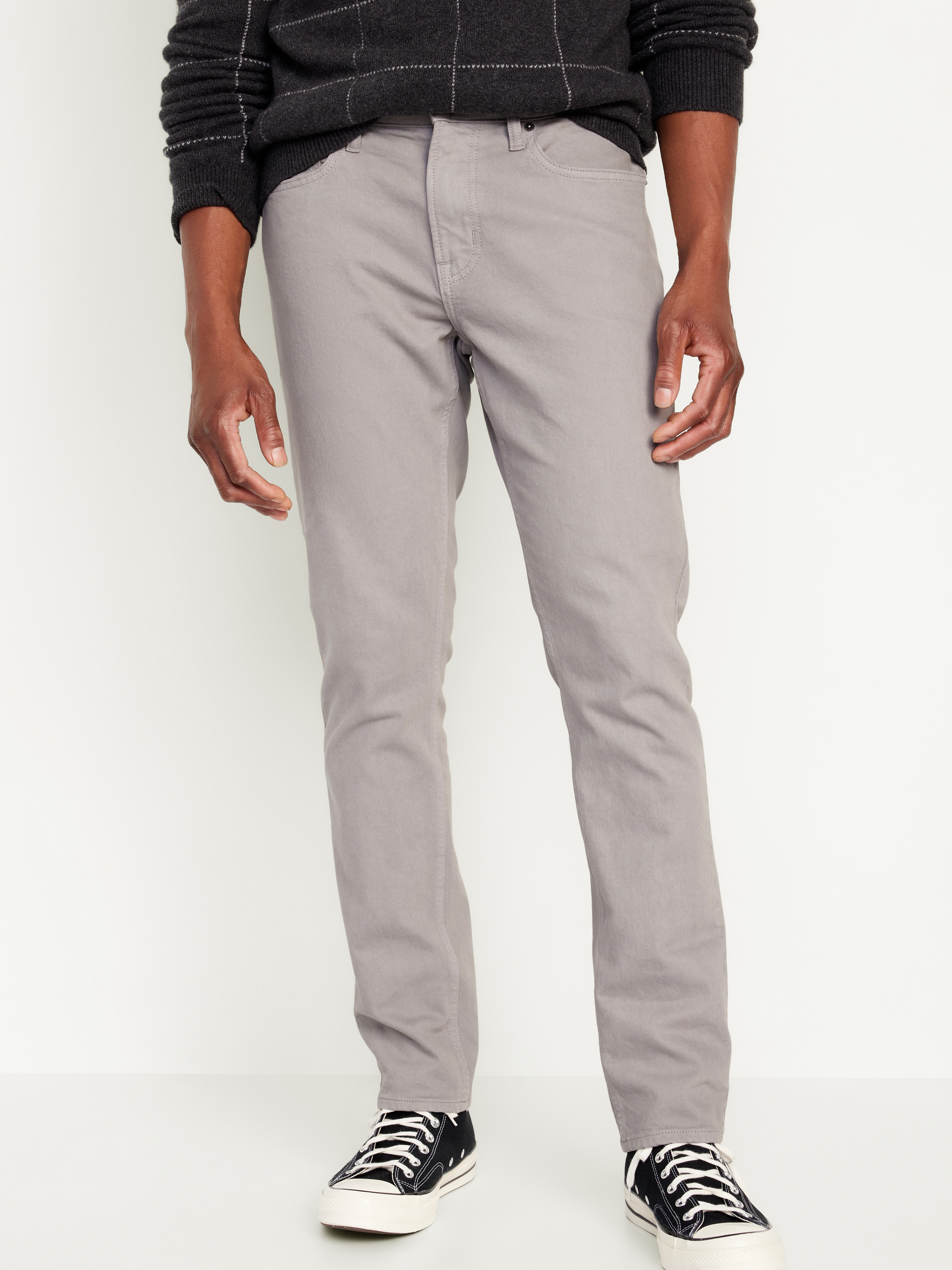 Slim Built-In Flex Five-Pocket Pants - Light Gray - 1