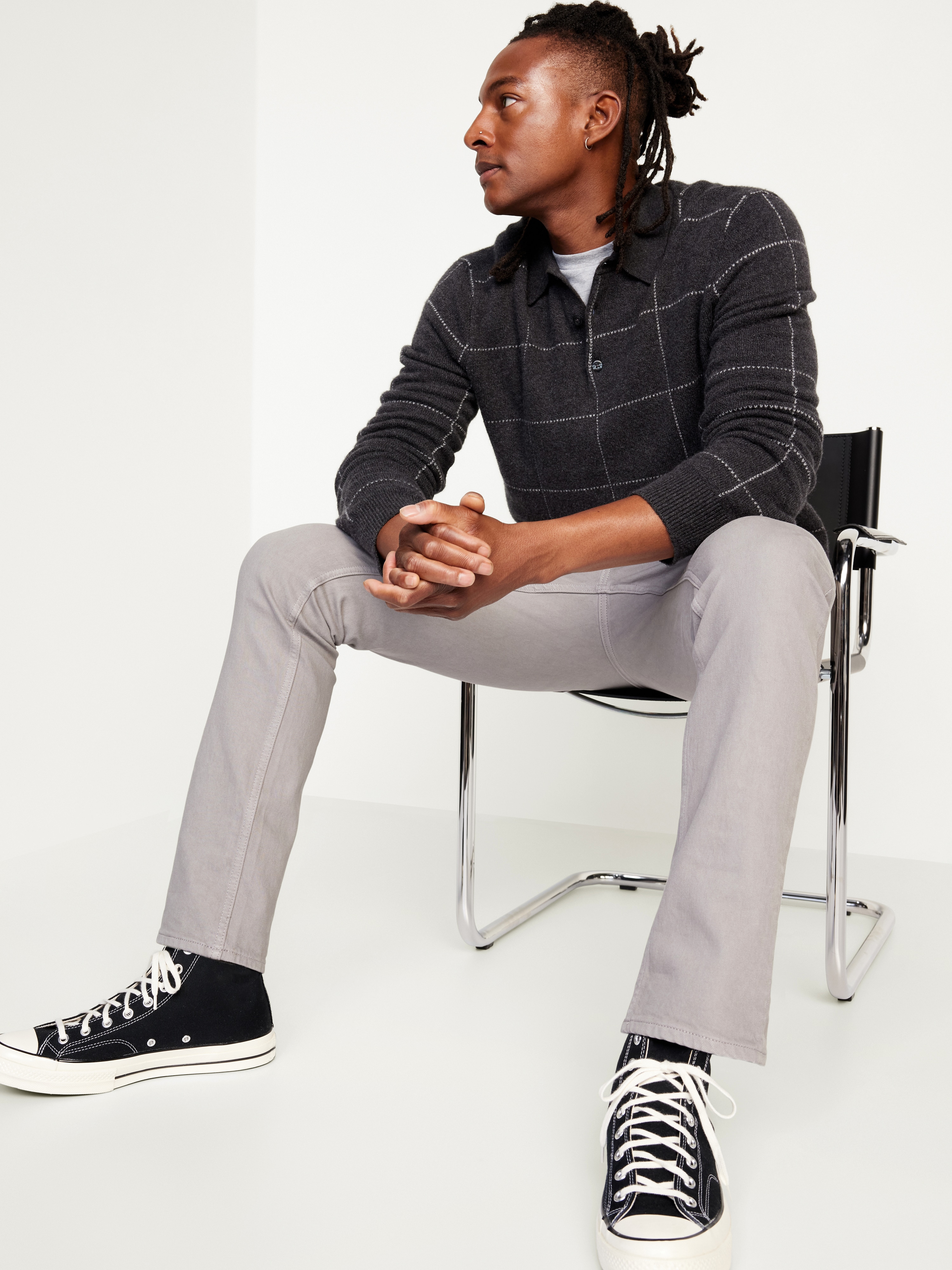 Slim Built-In Flex Five-Pocket Pants - Light Gray - 3