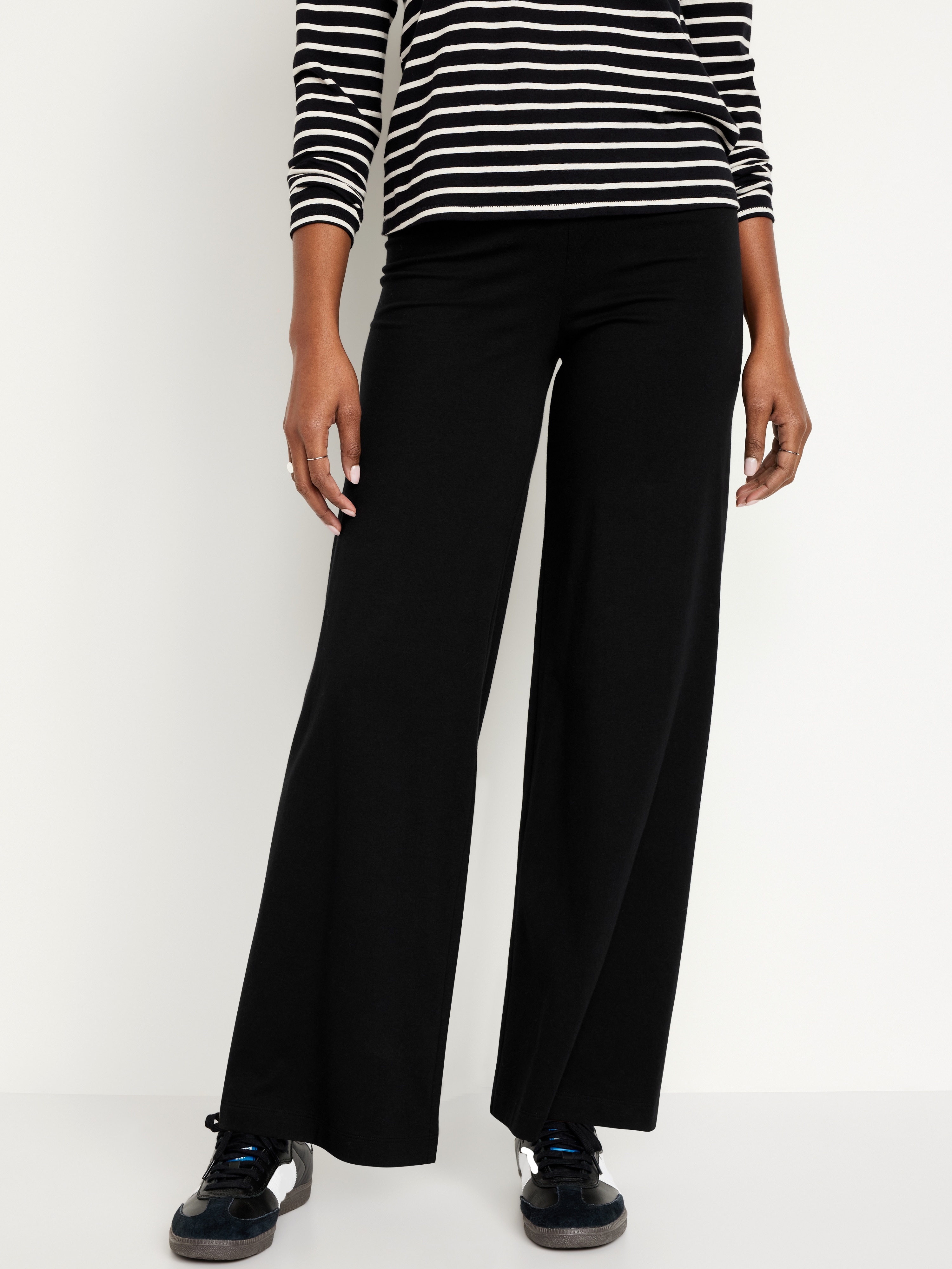 High-Waisted Fashion Wide-Leg Leggings - BlackJack - 1