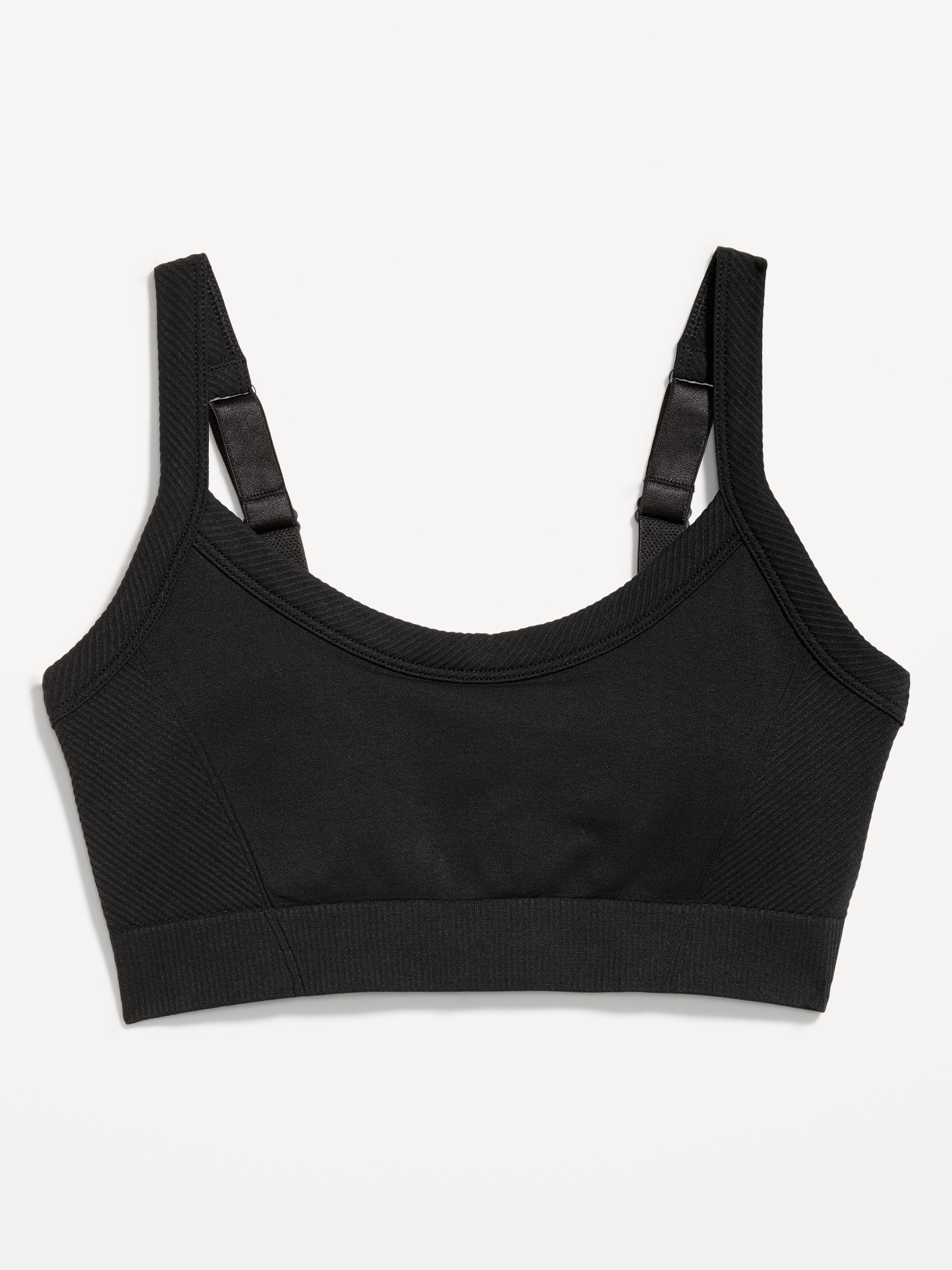 Light Support Fluid Seamless Ribbed Sports Bra - Black Jack - 4
