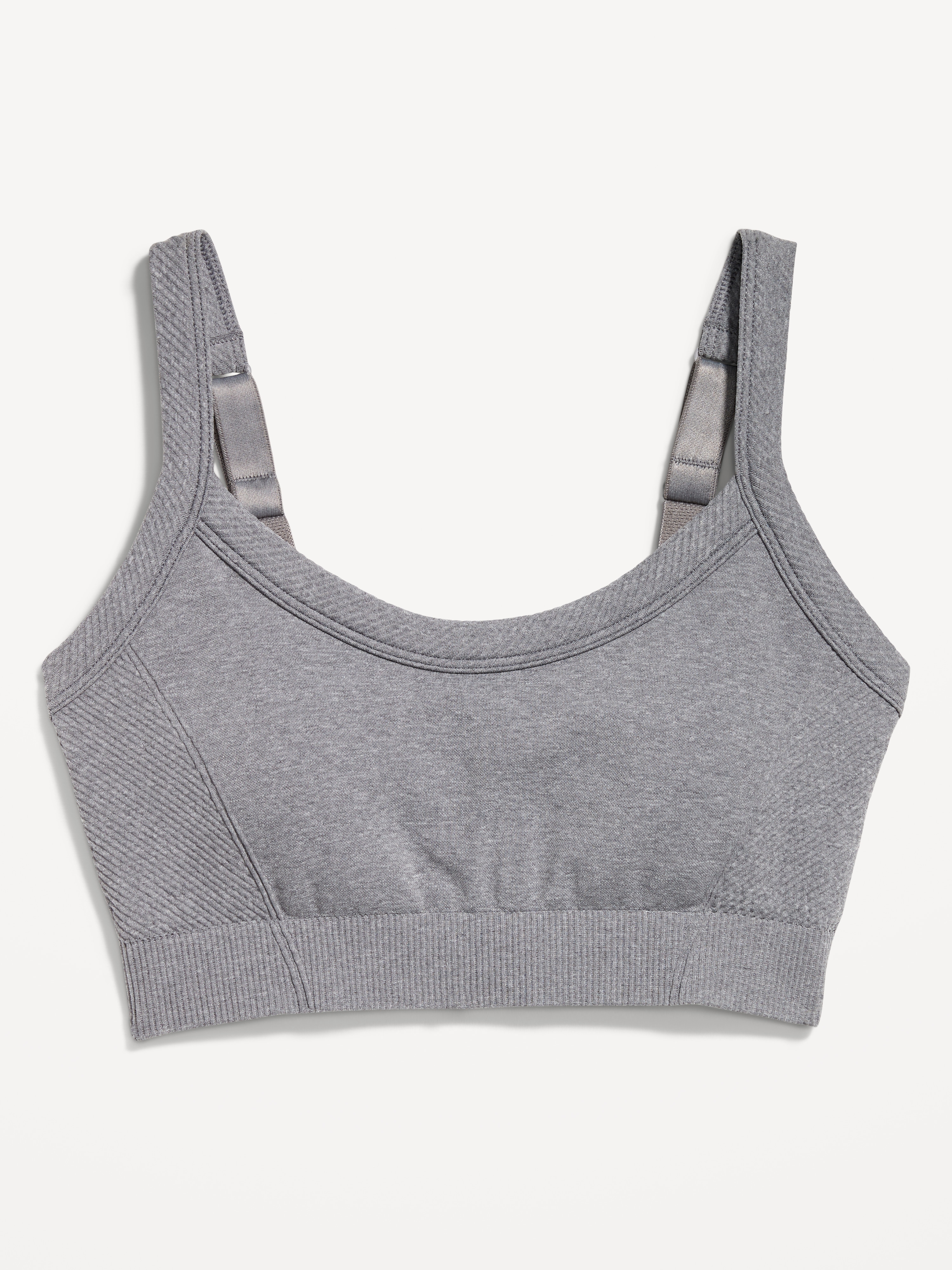 Light Support Fluid Seamless Ribbed Sports Bra - Heather Gray - 4